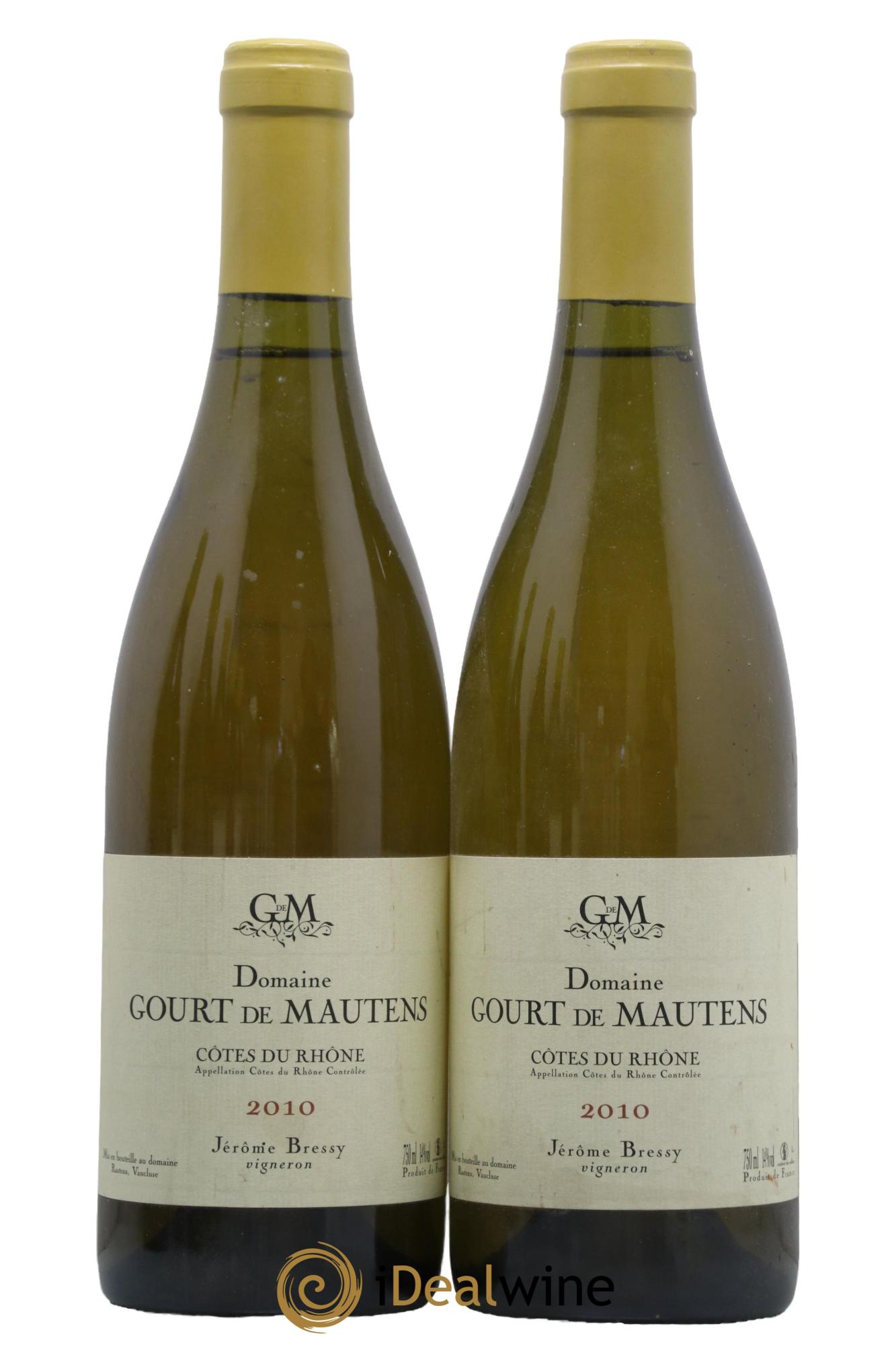 Côtes-du-Rhône Domaine Gourt de Mautens - Jérôme Bressy 2010 - Lot of 2 bottles - 0