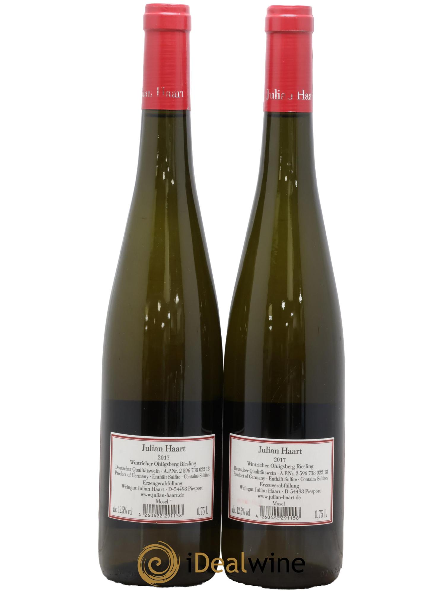 Allemagne Mosel-Saar Wintricher Ohligsberg Julian Haart 2017 - Lot de 2 bouteilles - 1