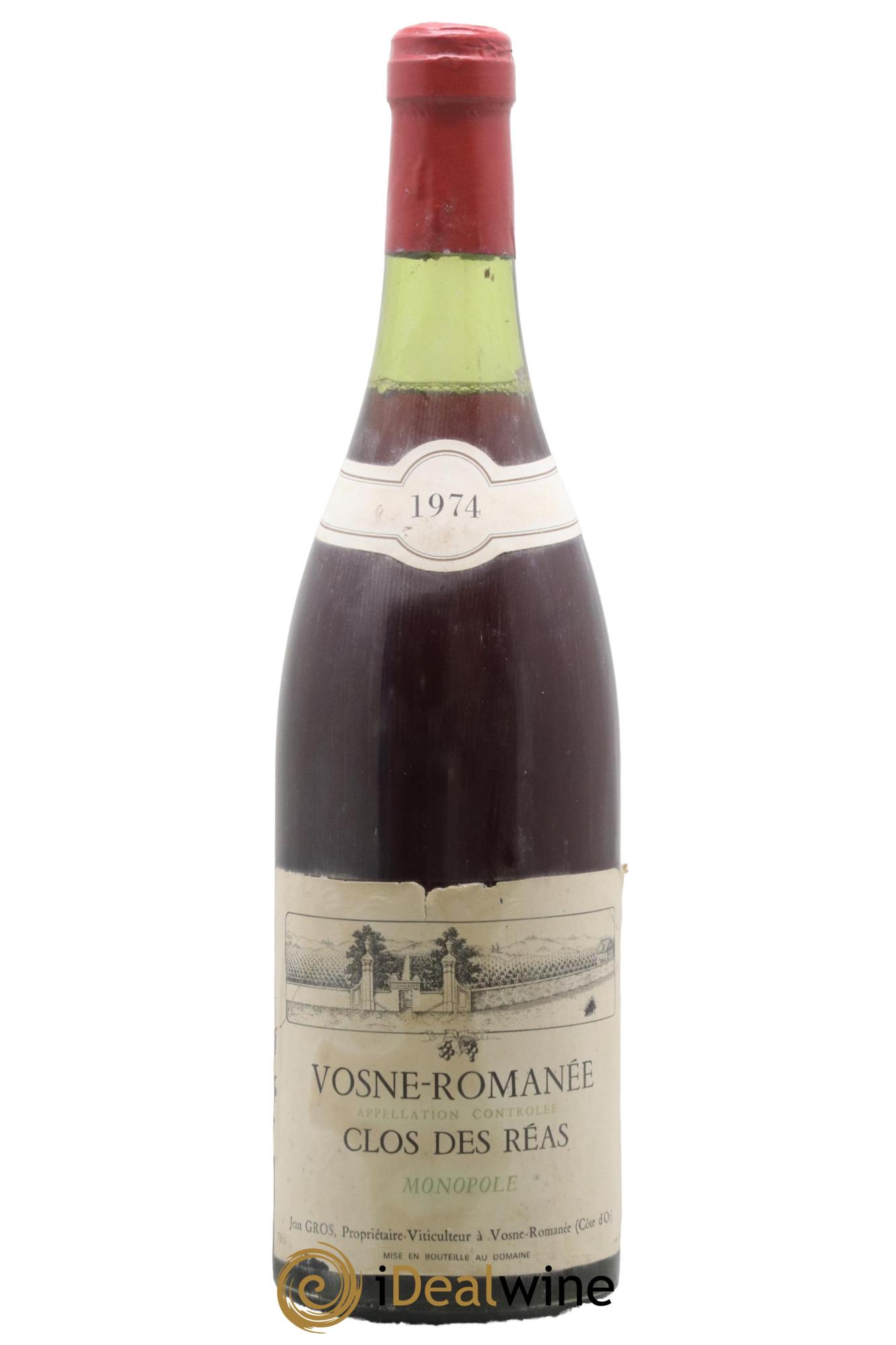 Vosne-Romanée 1er Cru Clos des Réas Jean Gros 1974 - Lot de 1 bouteille - 0