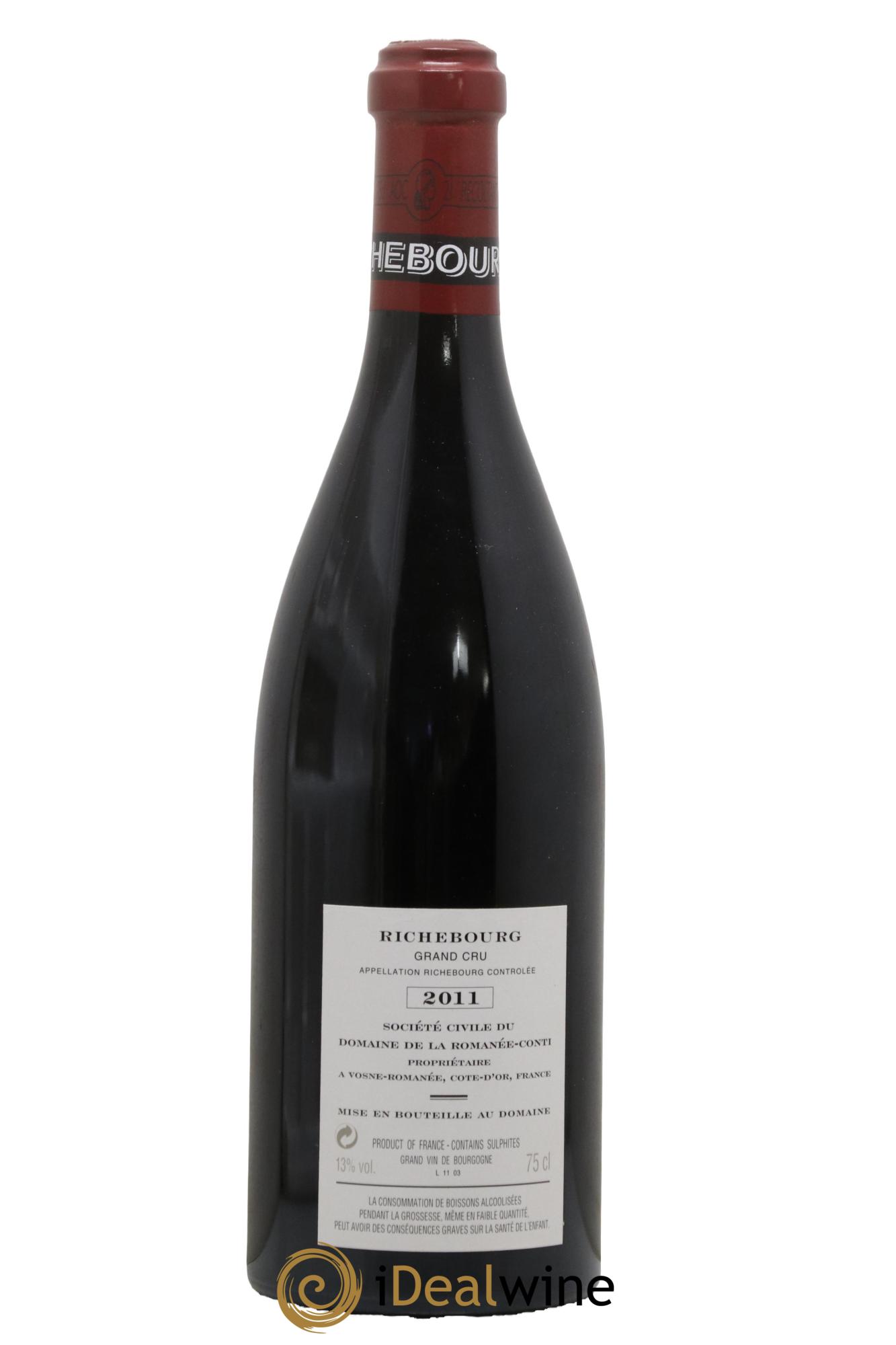 Richebourg Grand Cru Domaine de la Romanée-Conti 2011 - Lot of 1 bottle - 1