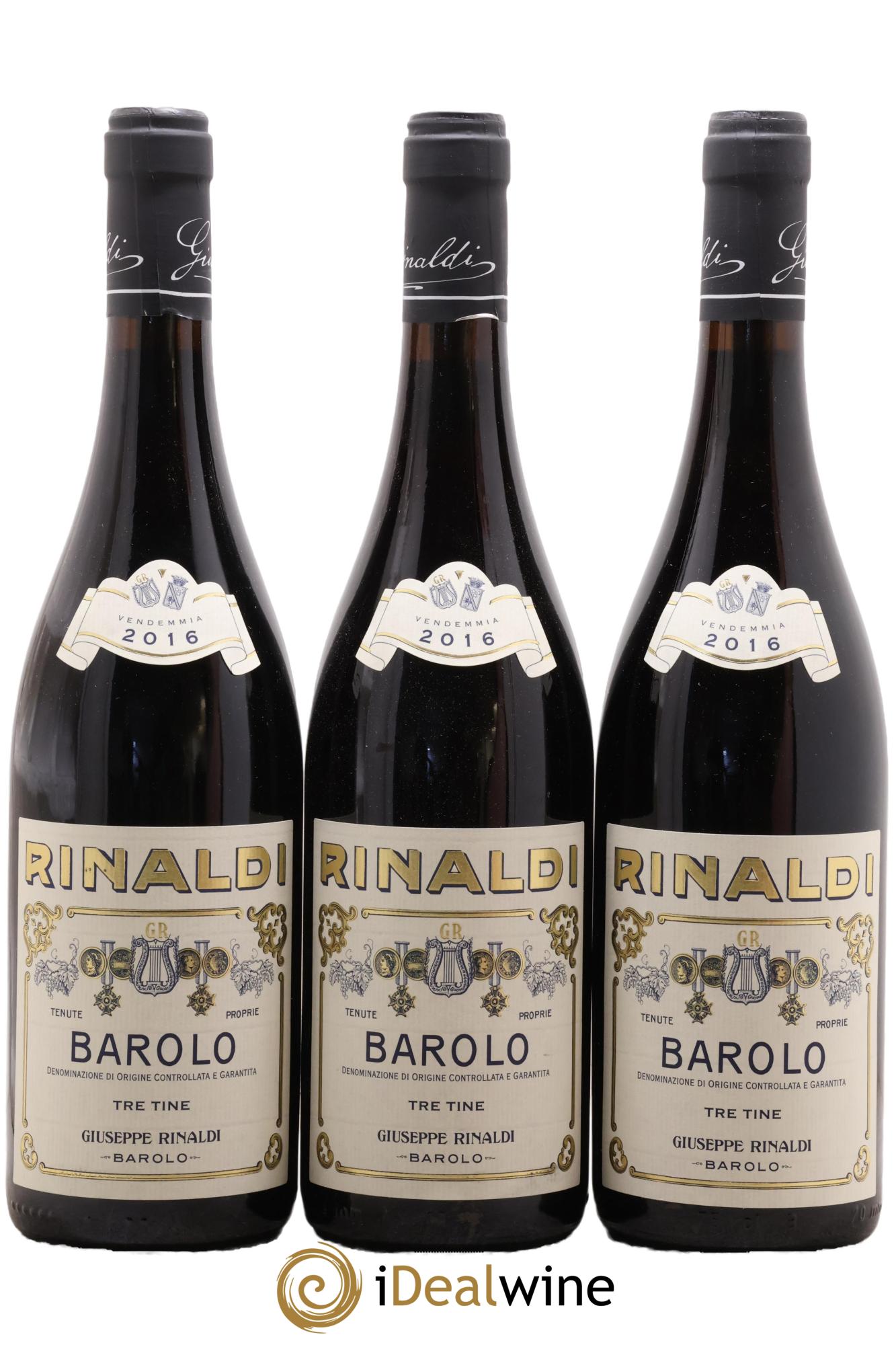 Barolo DOCG Tre Tine Giuseppe Rinaldi 2016 - Lot de 3 bouteilles - 0
