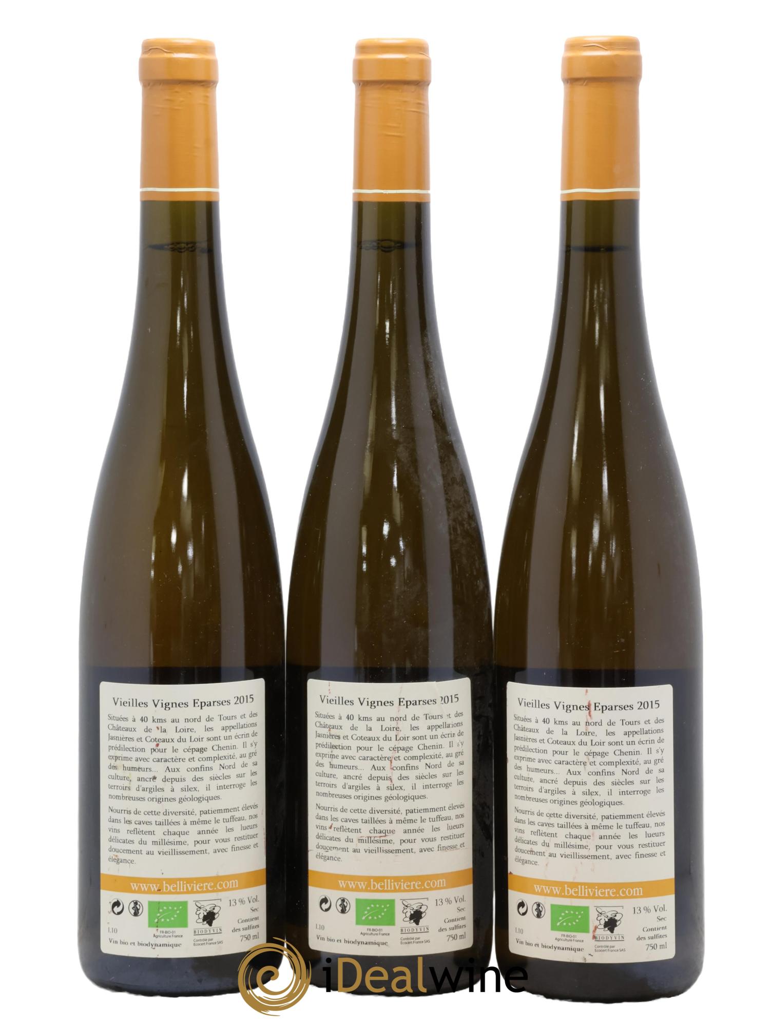 Coteaux du Loir Vieilles Vignes Eparses Domaine de Bellivière 2015 - Lot de 3 bouteilles - 1