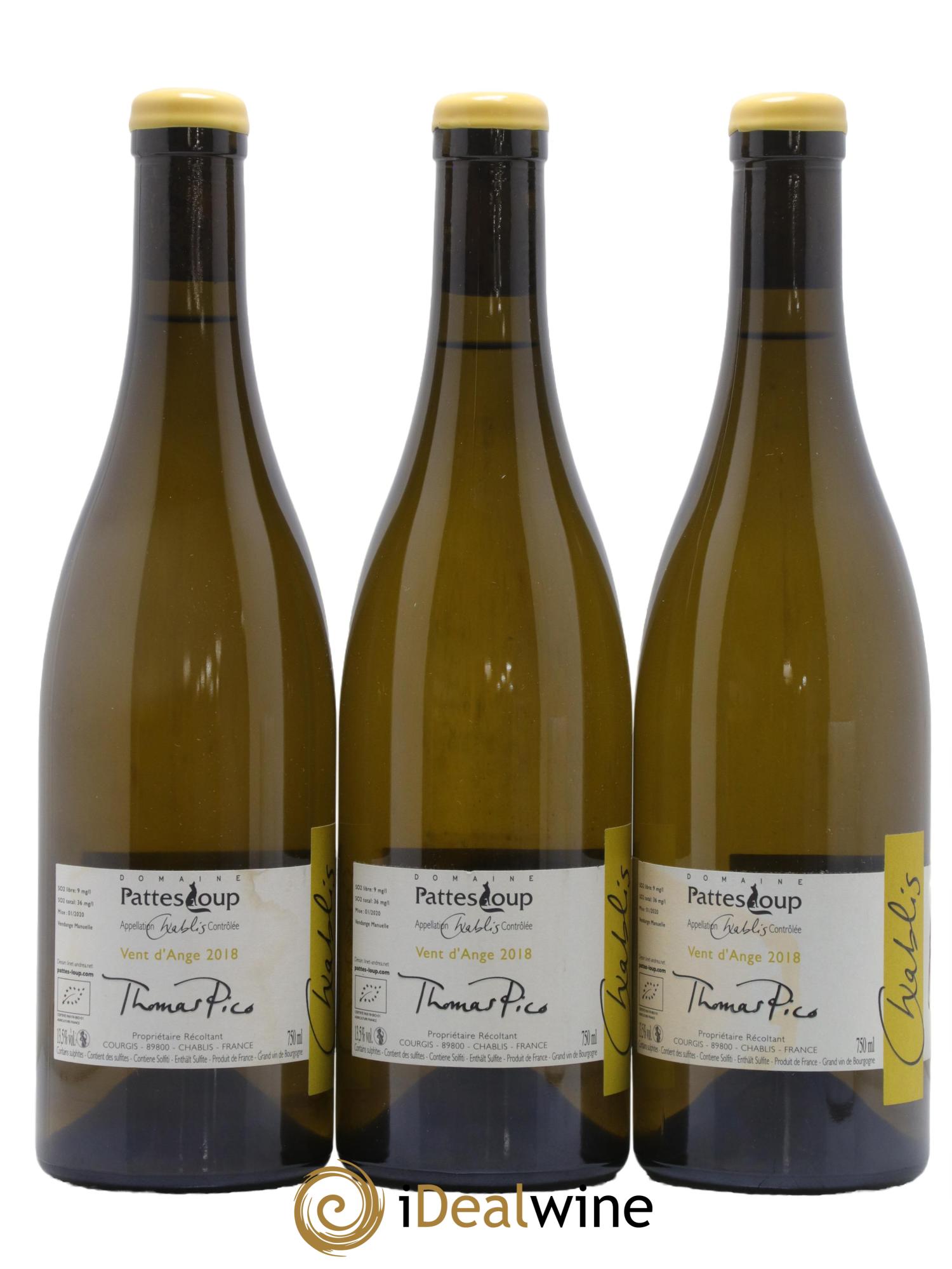 Chablis Vent d'Ange Pattes Loup (Domaine) 2018 - Lot de 3 bouteilles - 1