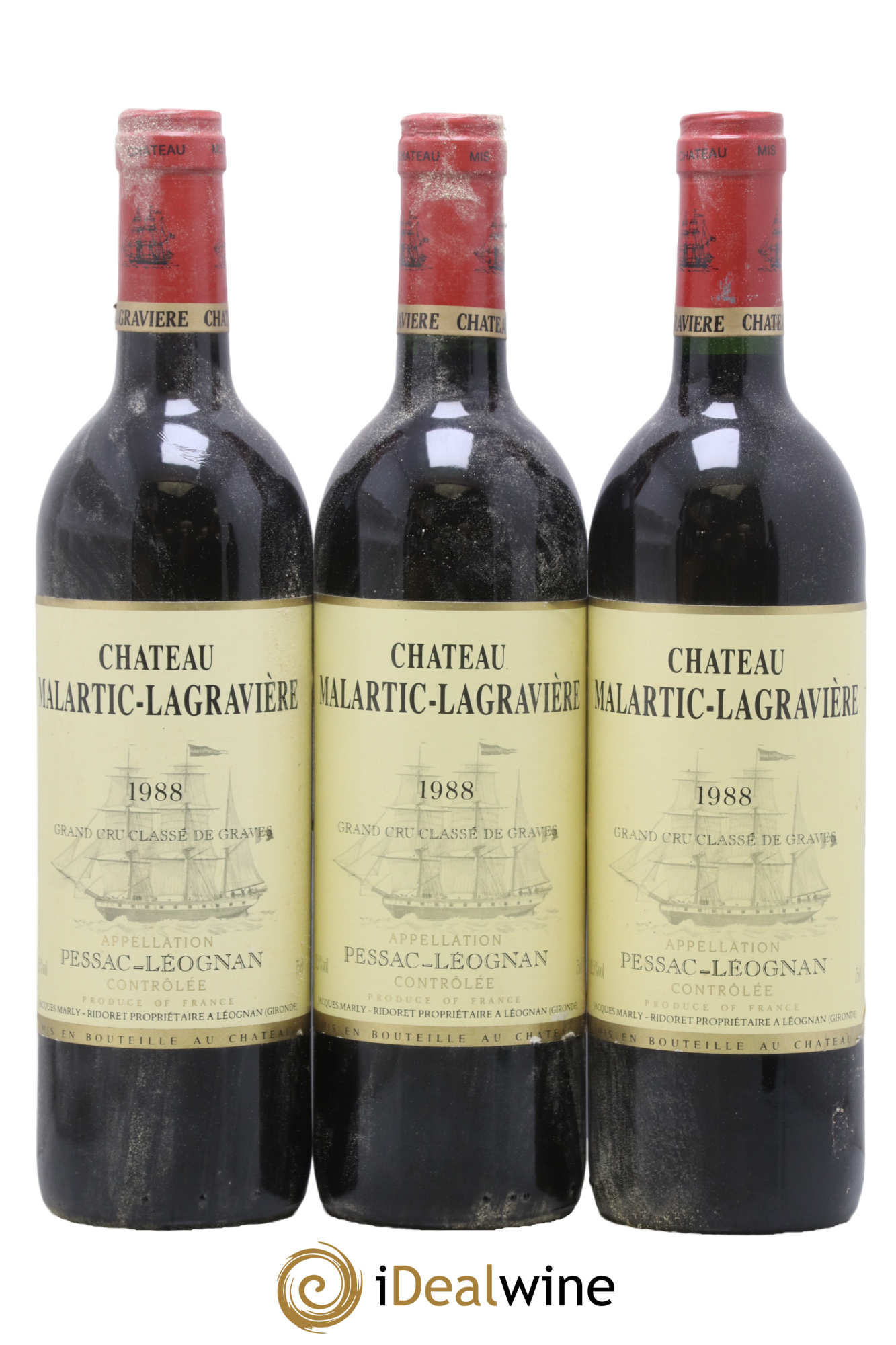 Château Malartic-Lagravière Cru Classé de Graves 1988 - Lot de 3 bouteilles - 0