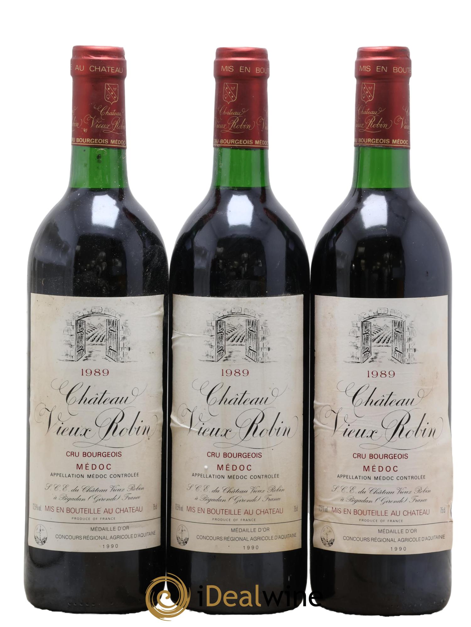 Château Vieux Robin Cru Bourgeois 1989 - Lot de 3 bouteilles - 0