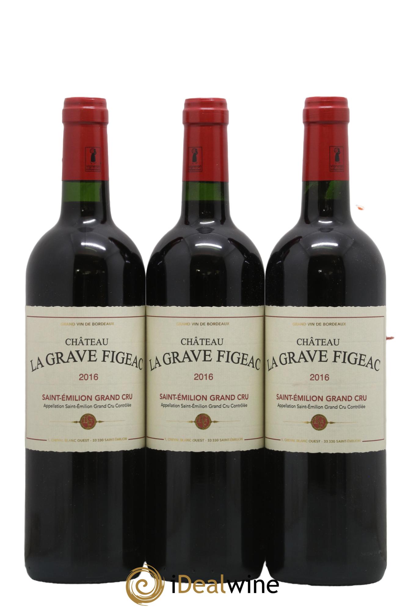 Saint-Émilion Grand Cru Château La Grave Figeac 2016 - Lot de 3 bouteilles - 0