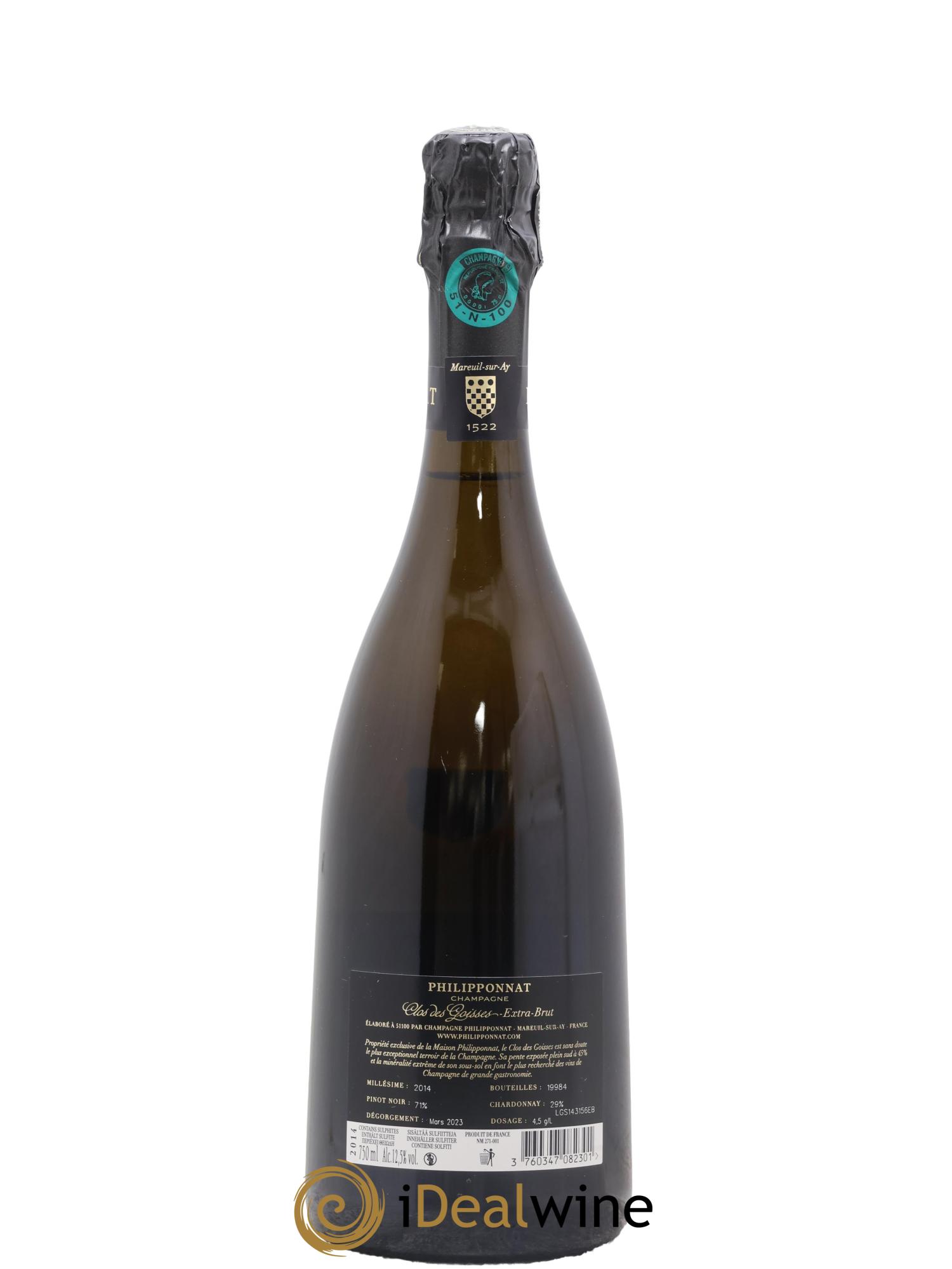 Clos des Goisses Philipponnat 2014 - Lot de 1 bouteille - 1
