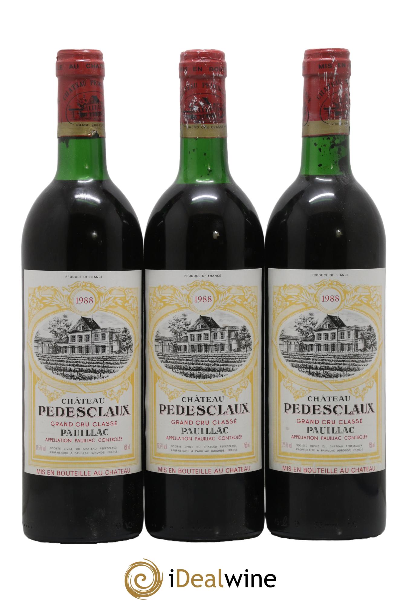 Château Pedesclaux 5ème Grand Cru Classé 1988 - Lot de 3 bouteilles - 0
