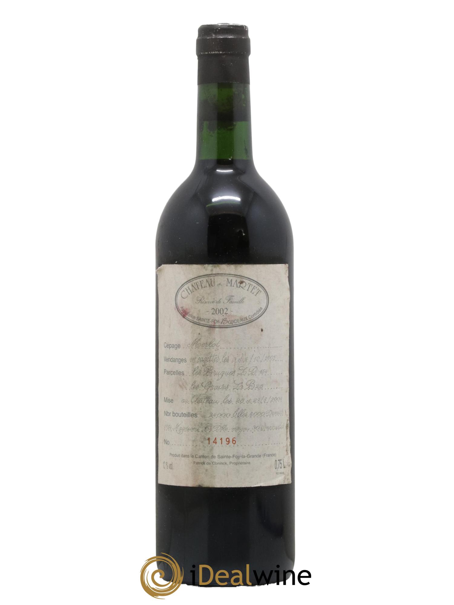 Château Martet 2002 - Posten von 1 Flasche - 0