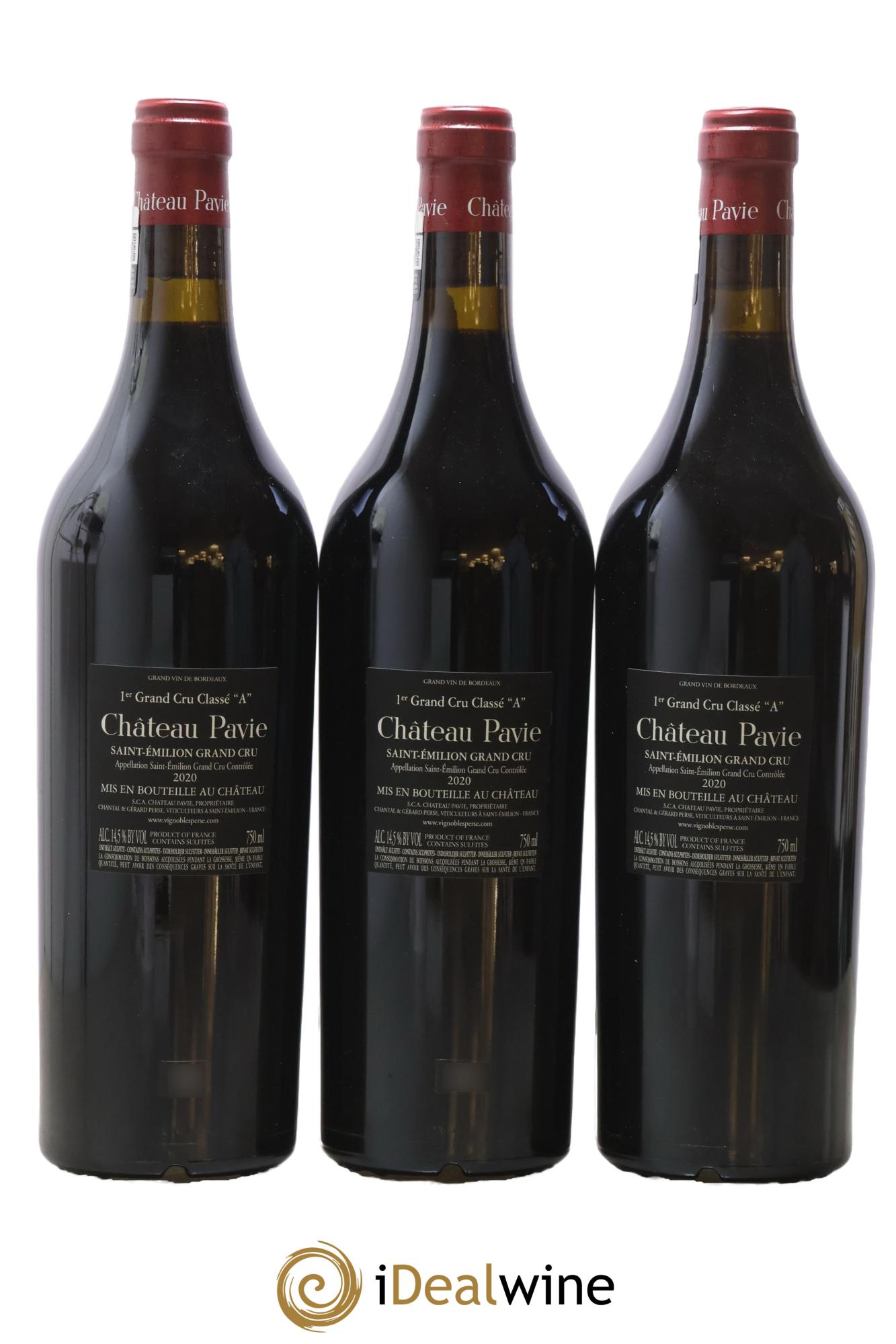 Château Pavie 1er Grand Cru Classé A 2020 - Lot de 3 bouteilles - 1