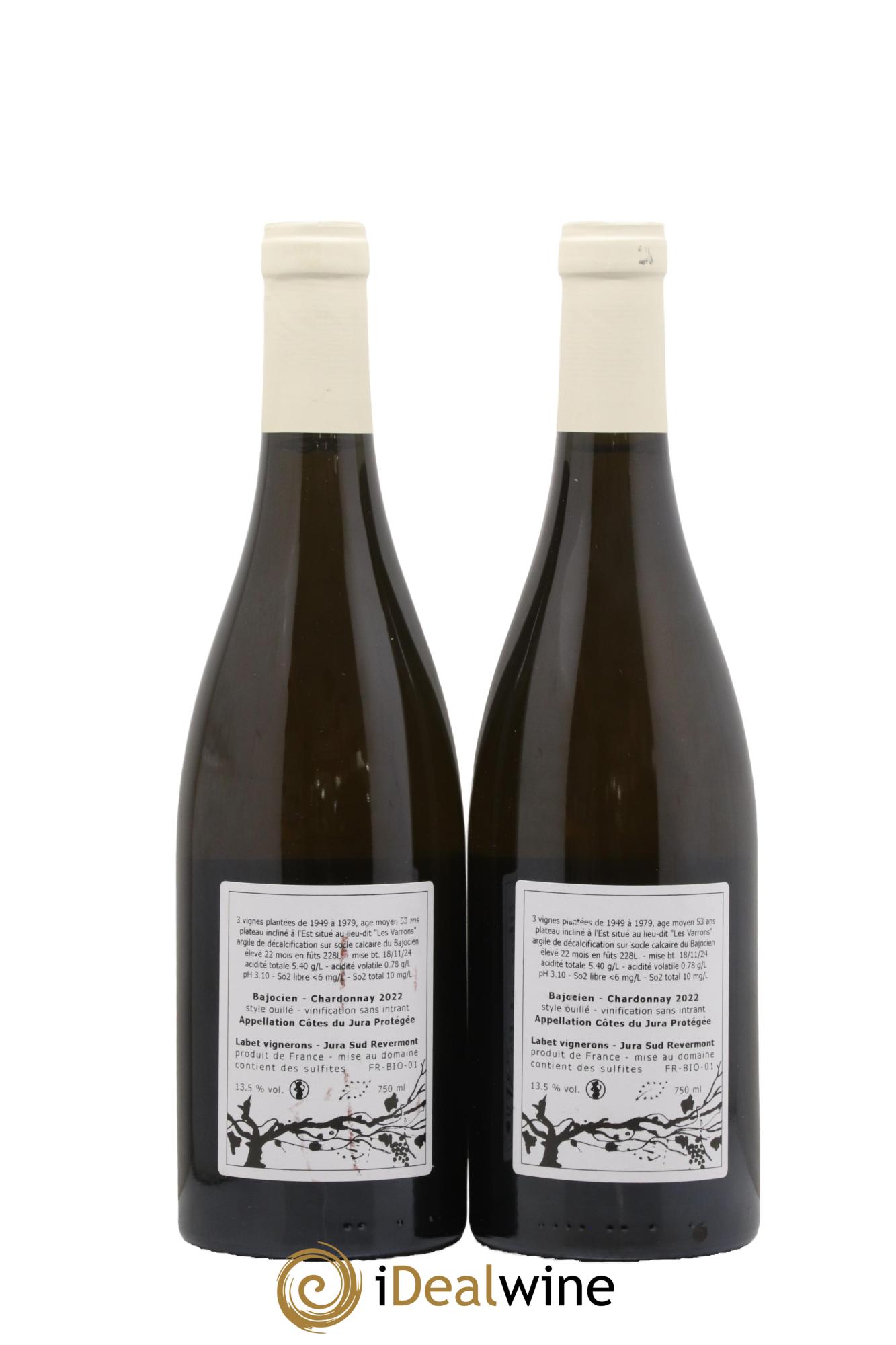 Côtes du Jura Chardonnay Bajocien Romain - Julien - Charline Labet 2022 - Lot de 2 bouteilles - 1