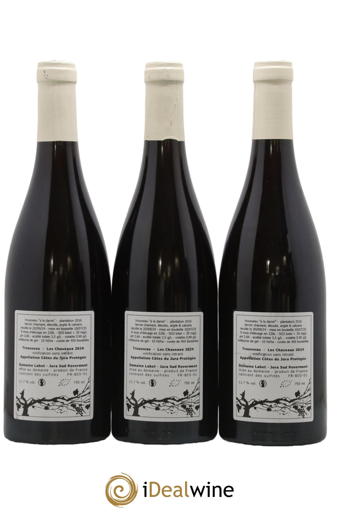 Côtes du Jura Trousseau Les Chaseaux Romain - Julien - Charline Labet 2024 - Lot of 3 bottles - 1