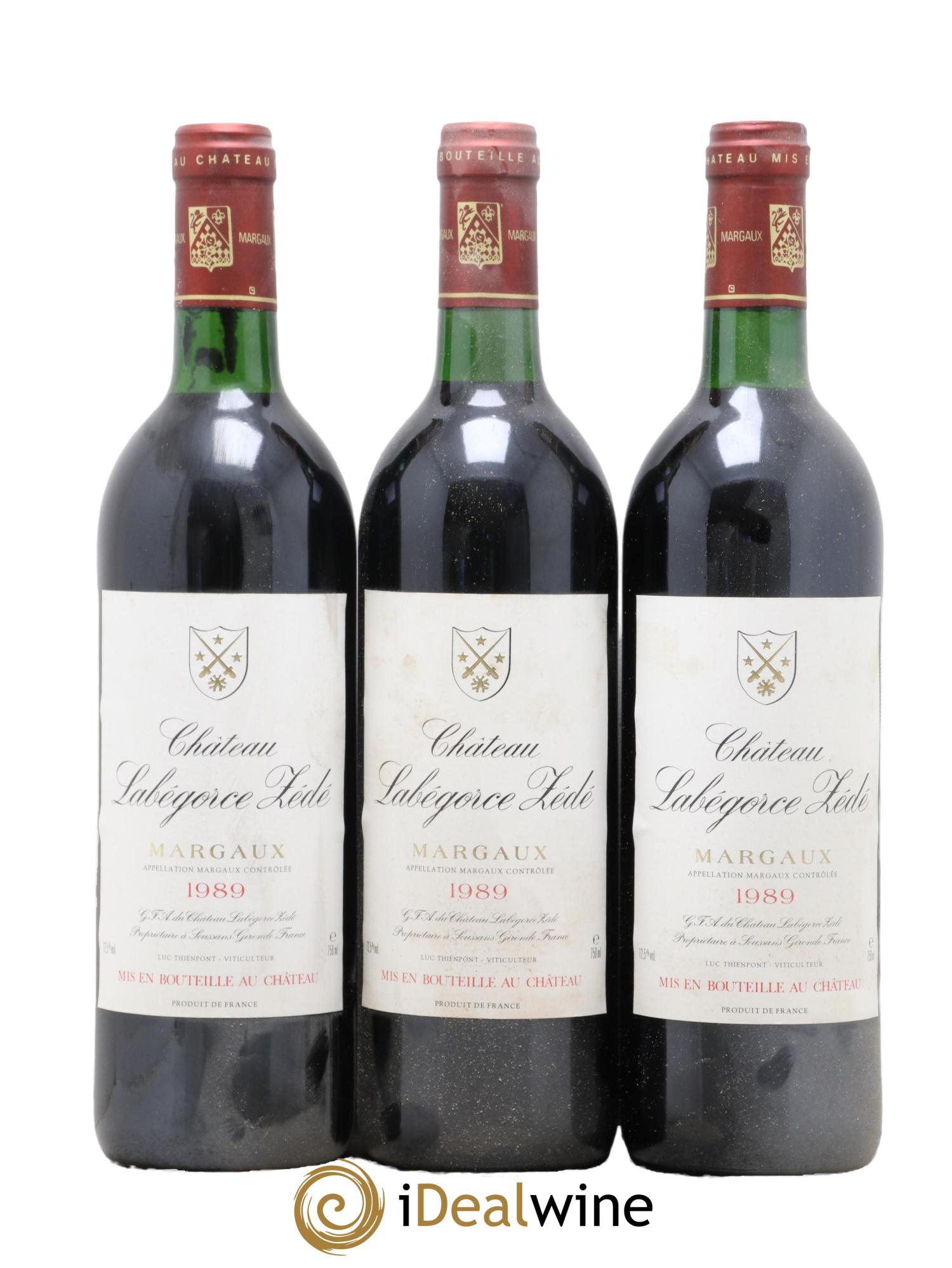 Château Labegorce Zédé Cru Bourgeois 1989 - Lot de 3 bouteilles - 0