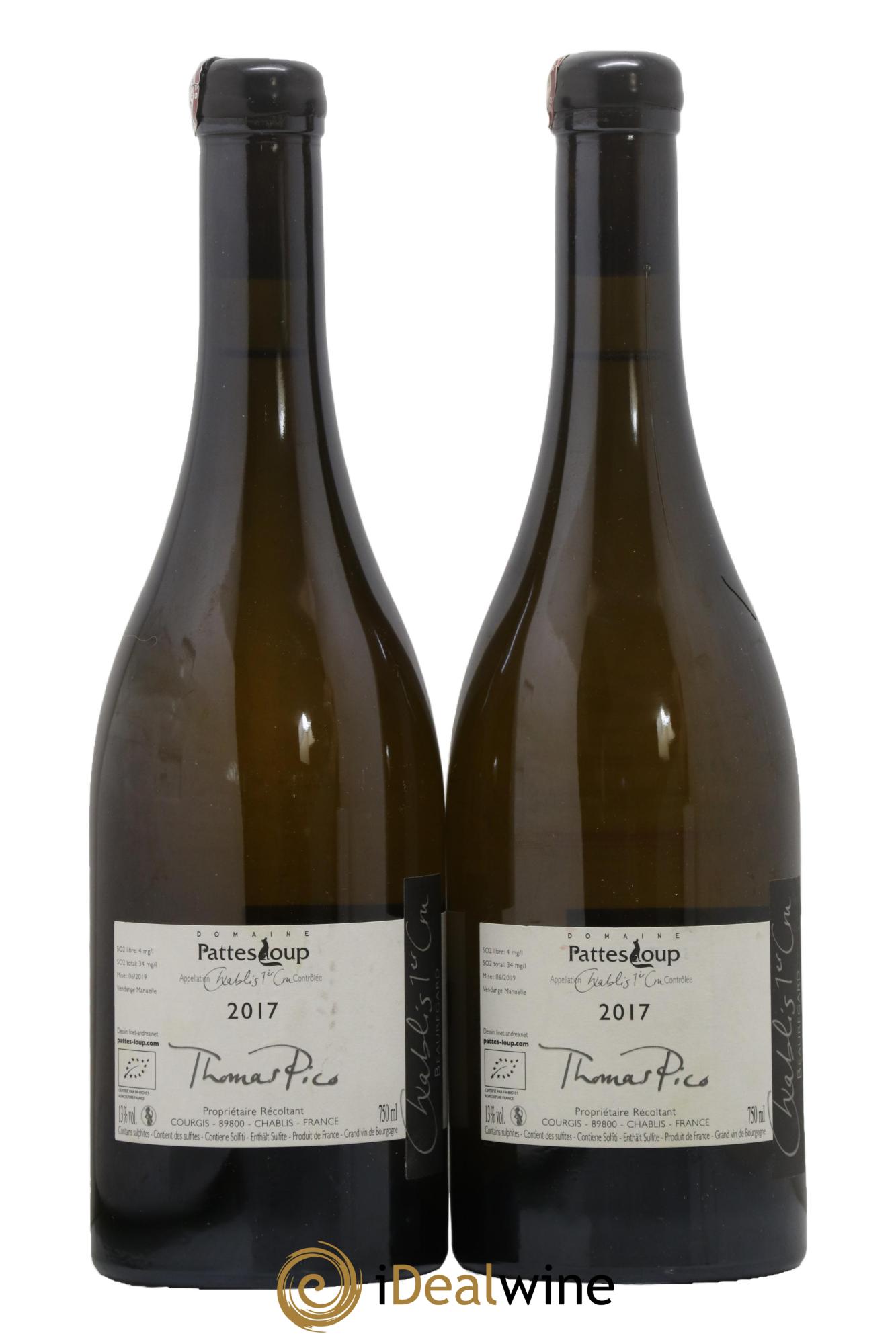 Chablis 1er Cru Beauregard Pattes Loup (Domaine) 2017 - Lot de 2 bouteilles - 1