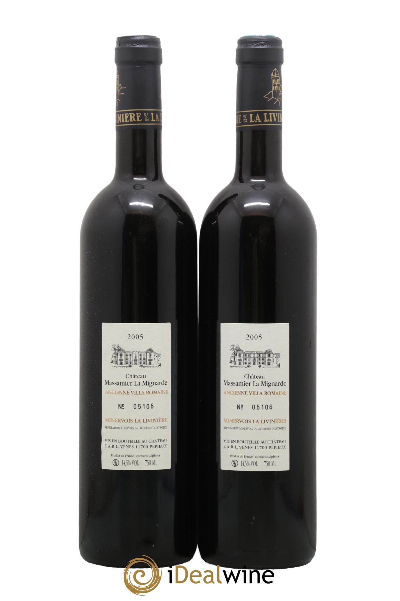 Minervois La Livinière Domus Maximus Domaine Massamier La Mignarde 2005 - Lot de 2 bouteilles - 1
