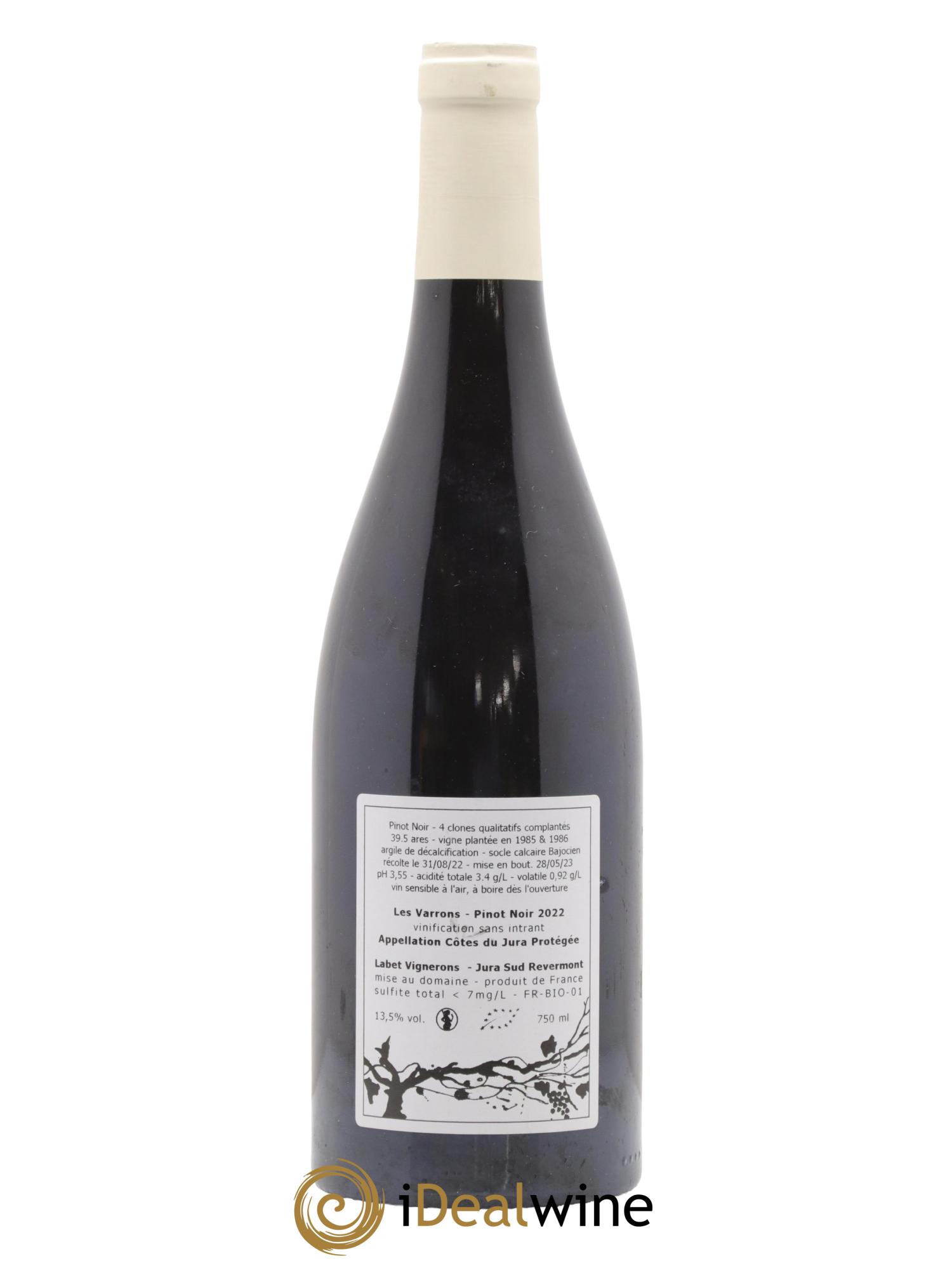 Côtes du Jura Pinot Noir Les Varrons Sélection Massale Romain - Julien - Charline Labet 2022 - Lot de 1 bouteille - 1