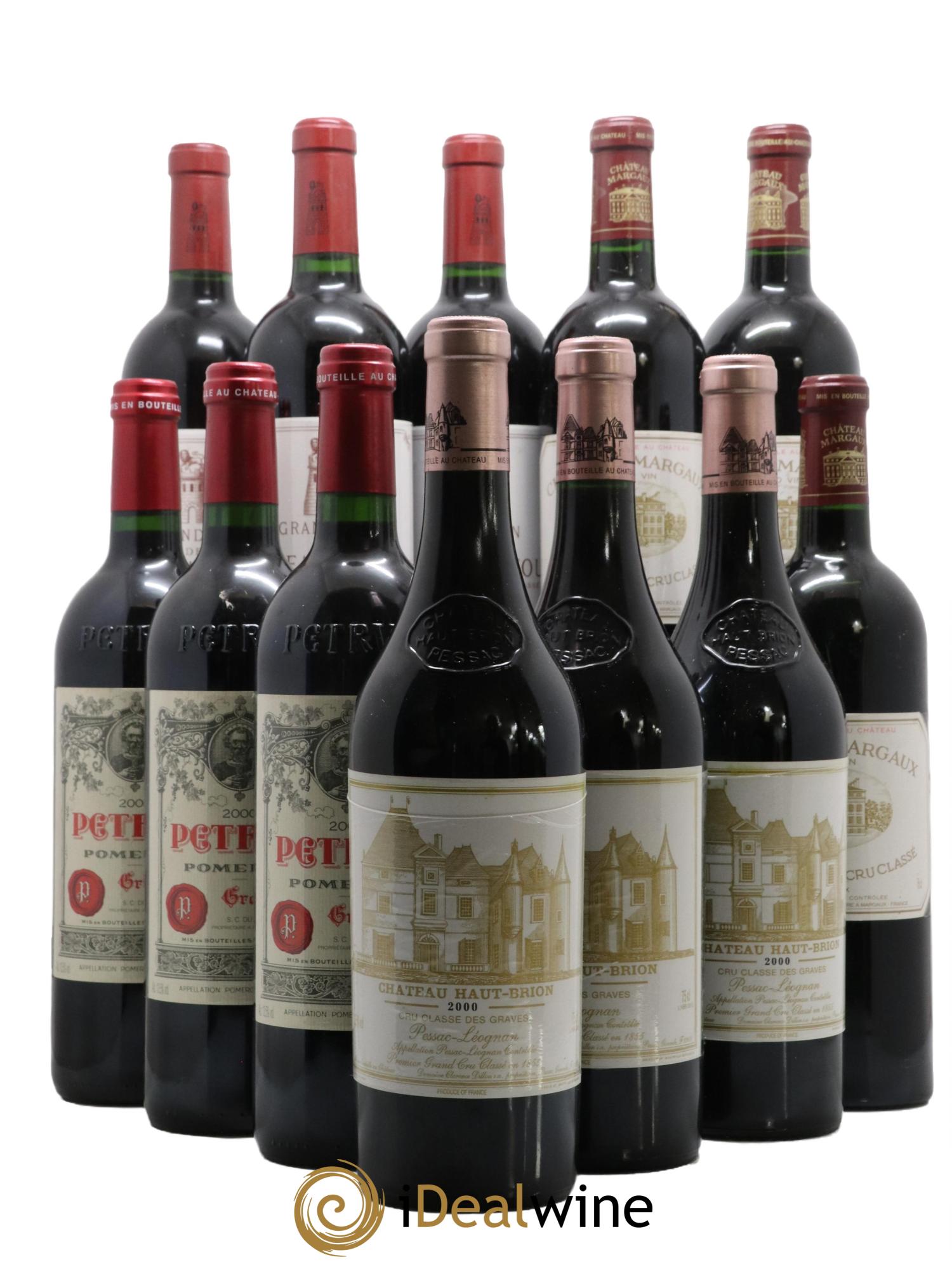 Caisse Primeurs 3 Haut Brion 3 Latour 3 Margaux 3 Petrus 2000 - Lot de 12 bouteilles - 0