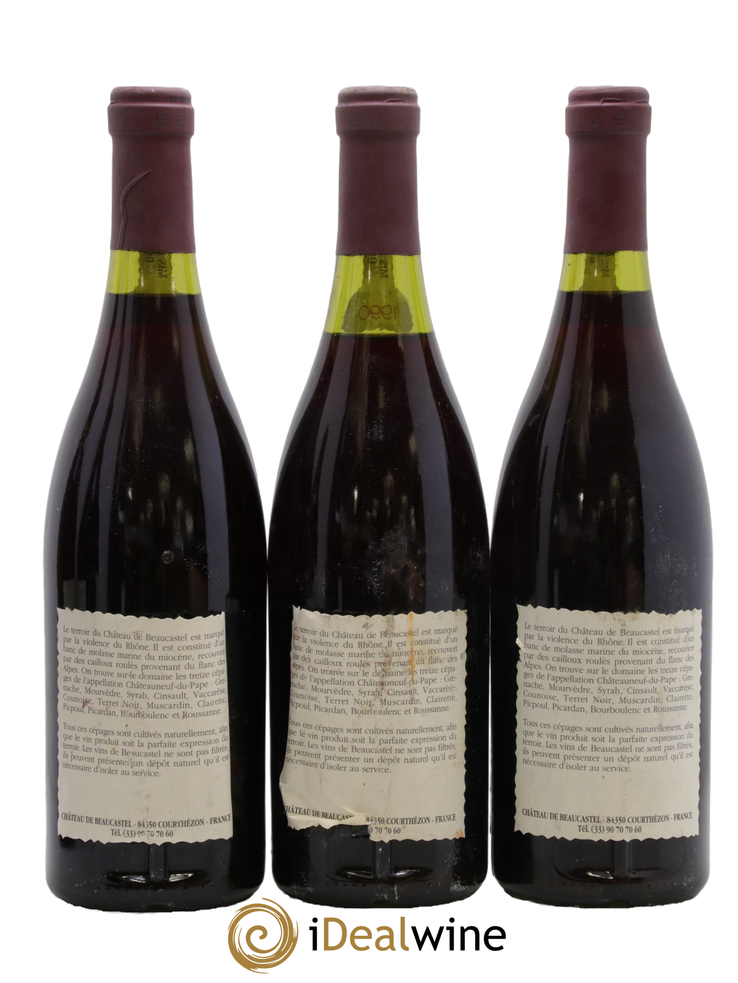 Châteauneuf-du-Pape Château de Beaucastel Famille Perrin 1990 - Lotto di 3 bottiglie - 1