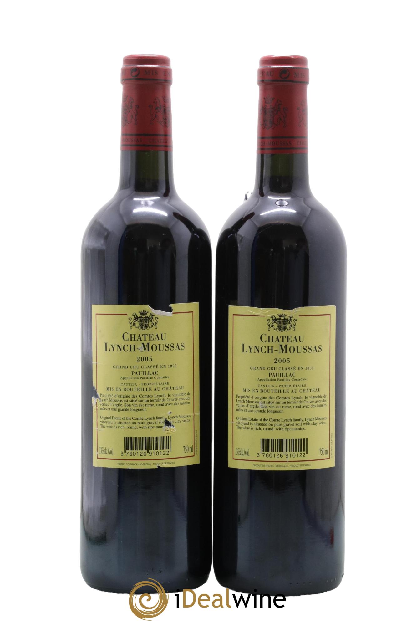 Château Lynch Moussas 5ème Grand Cru Classé 2005 - Lot de 2 bouteilles - 1