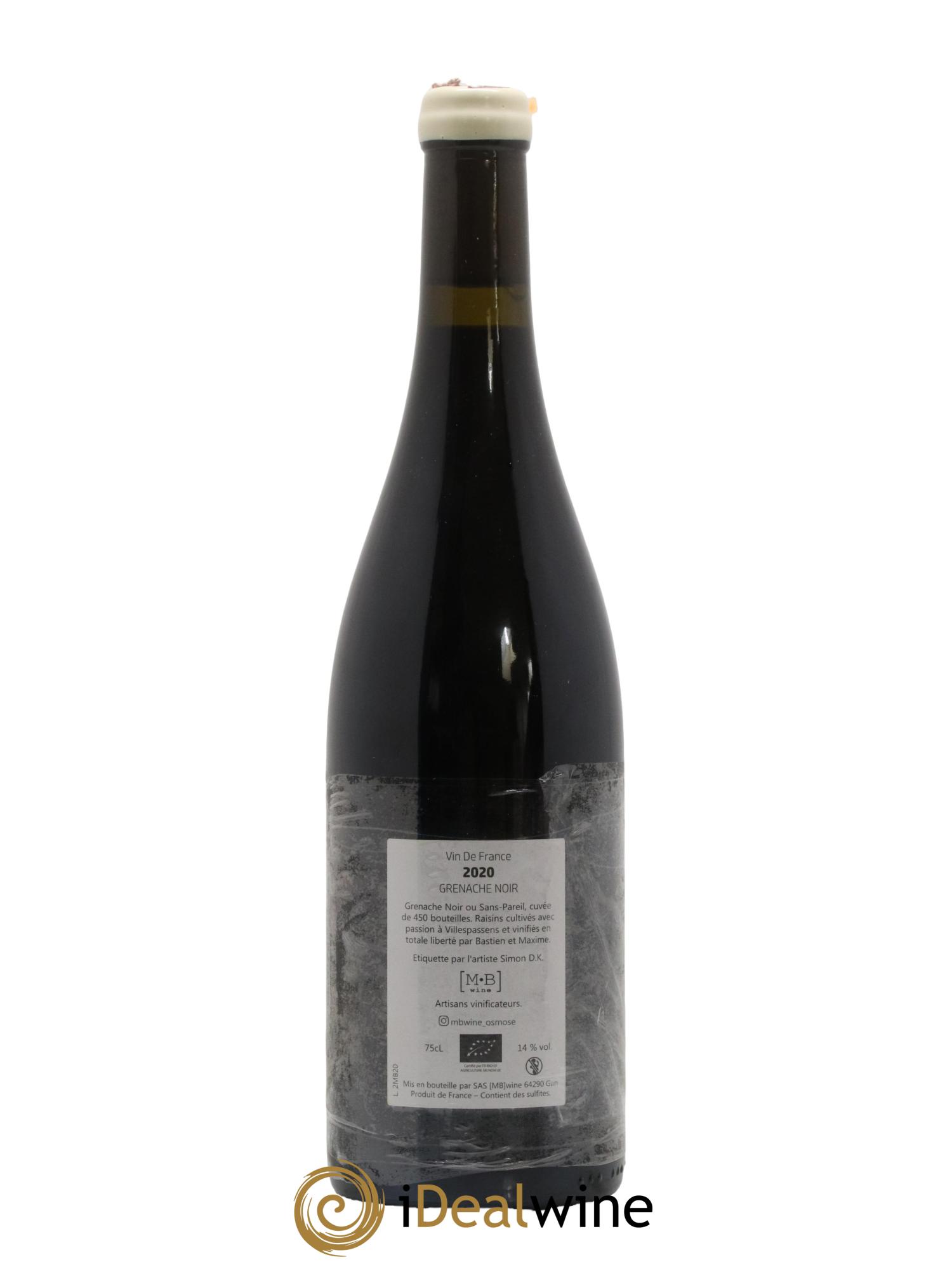 Vin de France Sans Pareil Grenache Noir Domaine MB Wine 2020 - Lotto di 1 bottiglia - 1