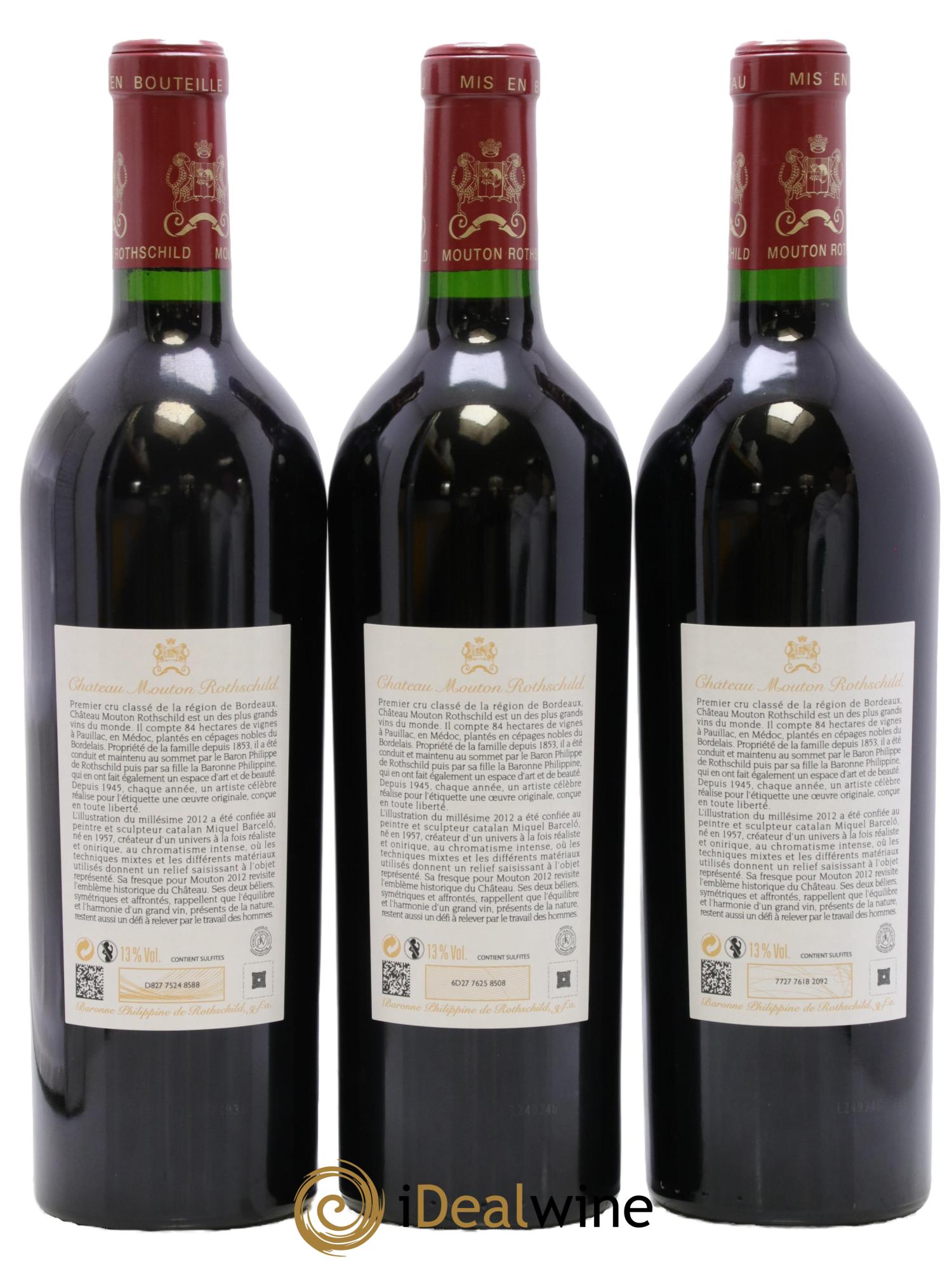 Château Mouton Rothschild 1er Grand Cru Classé 2012 - Lot of 3 bottles - 1
