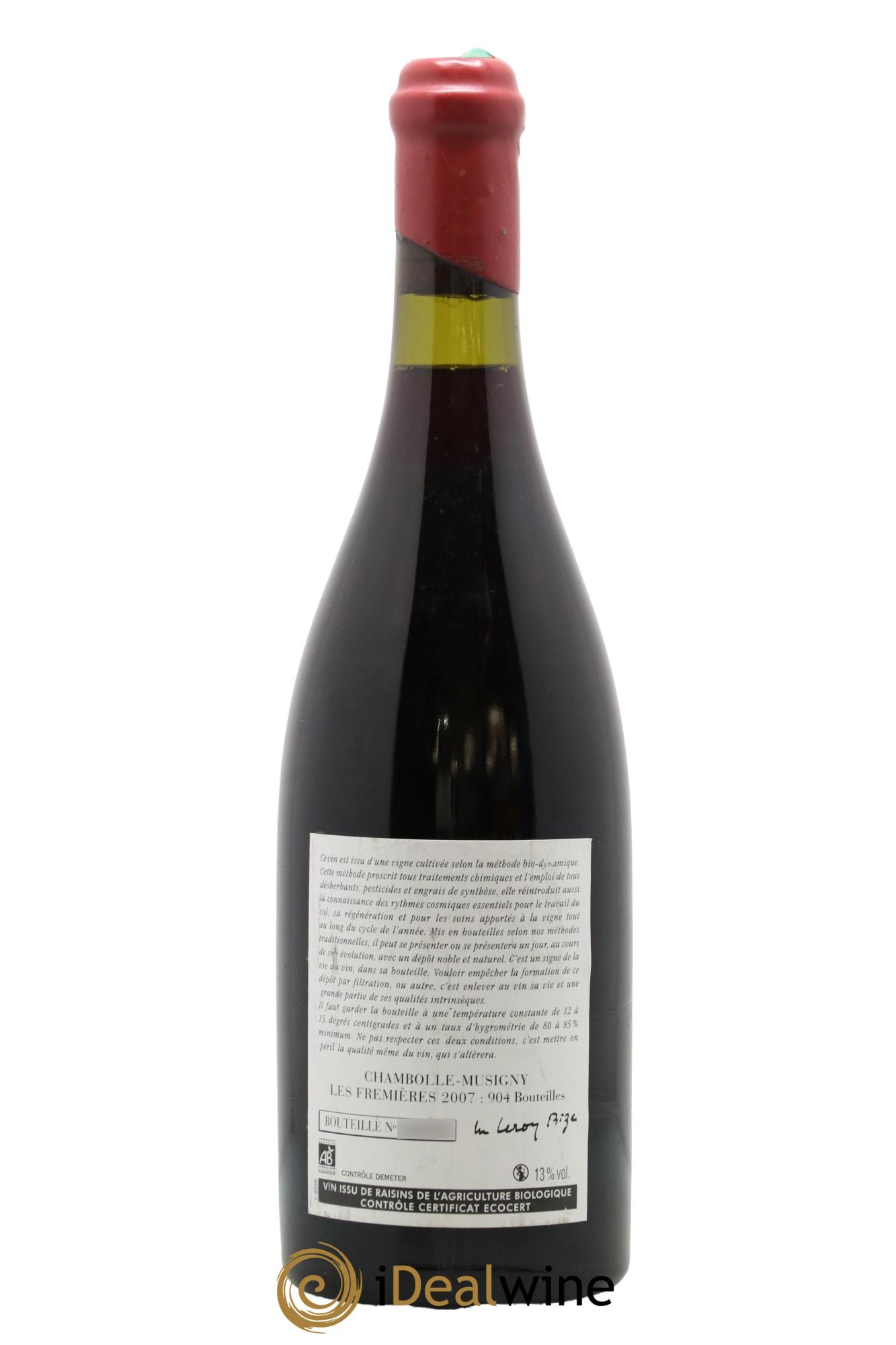 Chambolle-Musigny Les Fremières Leroy (Domaine) 2007 - Lot de 1 bouteille - 1