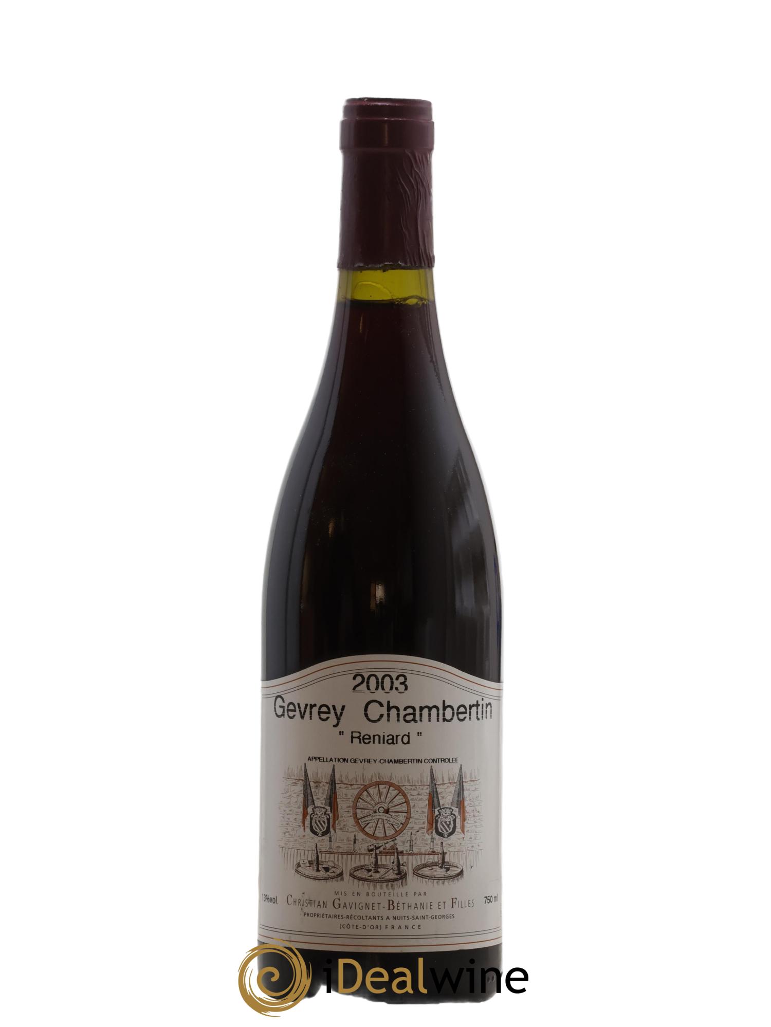 Gevrey-Chambertin Reniard Domaine Gavignet Béthanie et Filles 2003 - Posten von 1 Flasche - 0