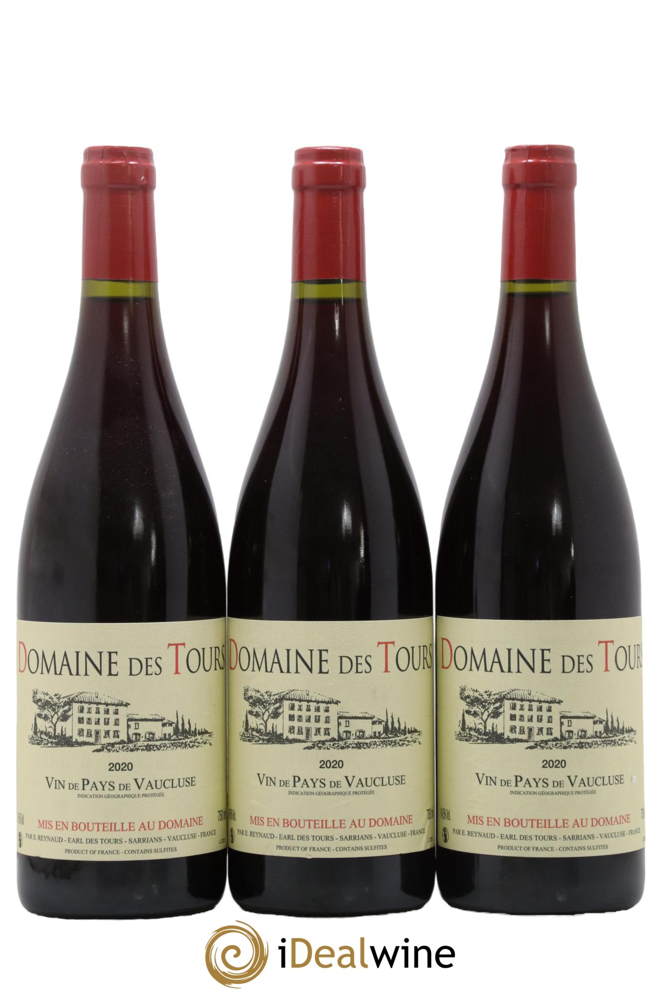 IGP Vaucluse (Vin de Pays de Vaucluse) Domaine des Tours Emmanuel Reynaud 2020 - Lot de 3 bouteilles - 0