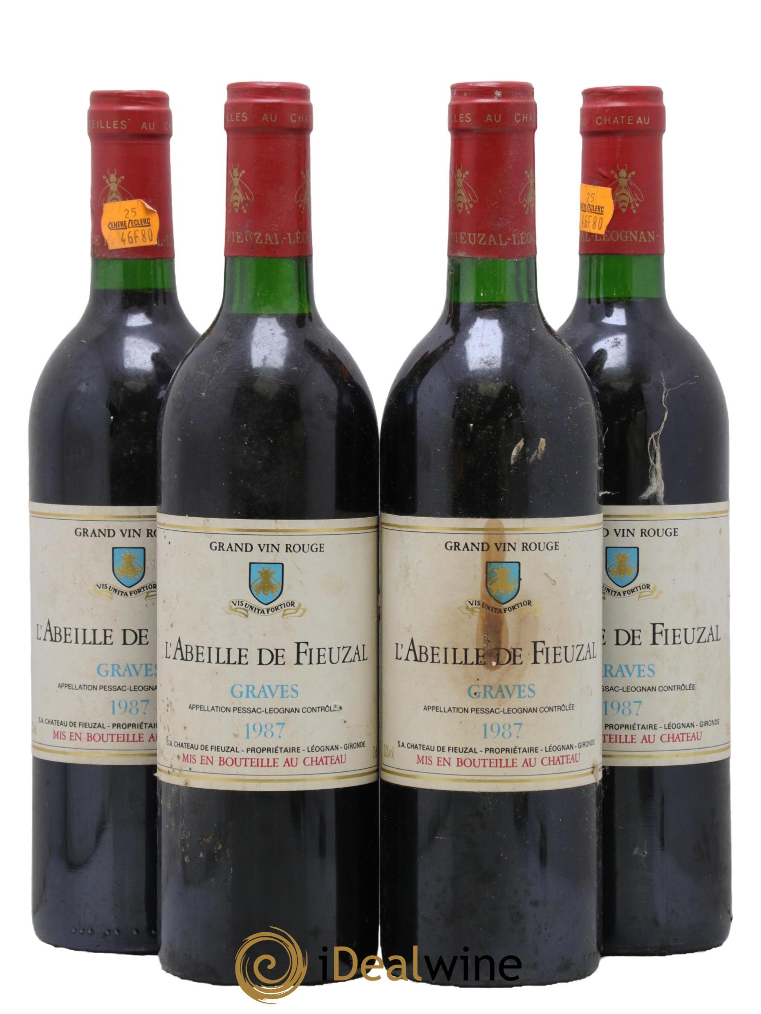 Abeille de Fieuzal 1987 - Lot de 4 bouteilles - 0