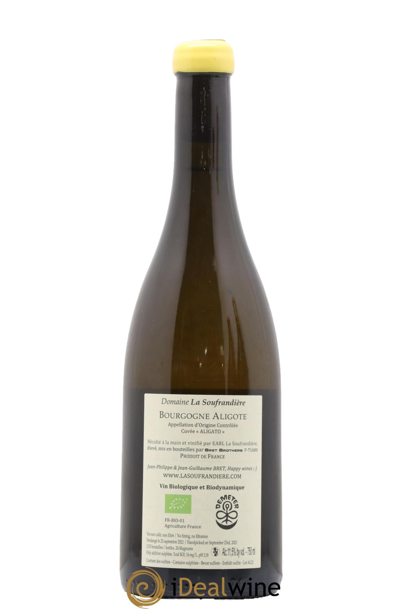 Bourgogne Aligoté Cuvée Aligato Zen Domaine de la Souffrandière Bret Brothers 2021 - Lot de 1 bouteille - 1