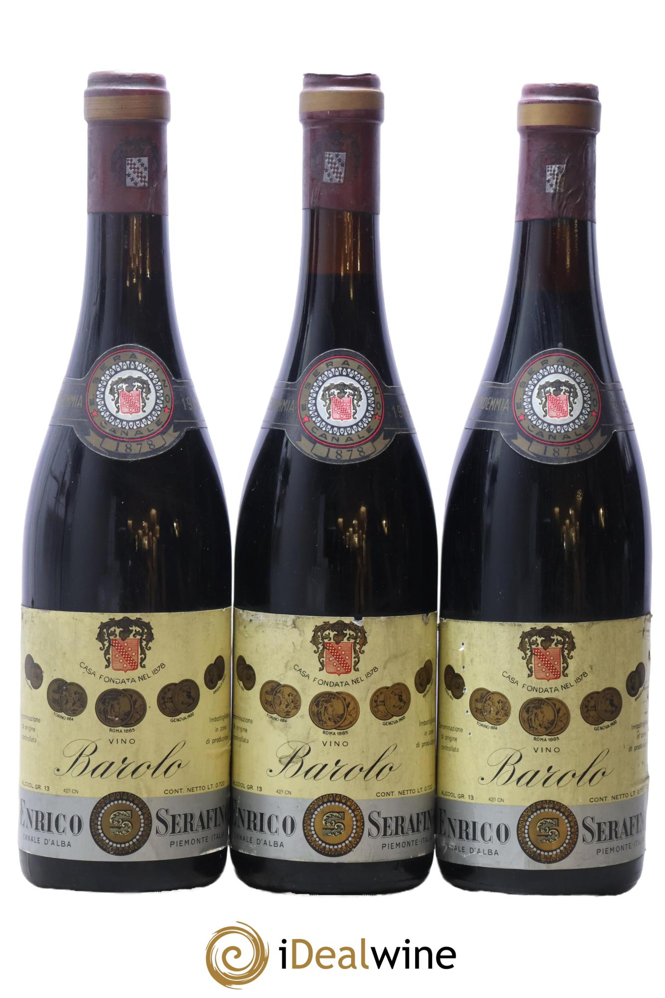 Barolo DOC Enrico Serafino 1969 - Lot de 3 bouteilles - 0