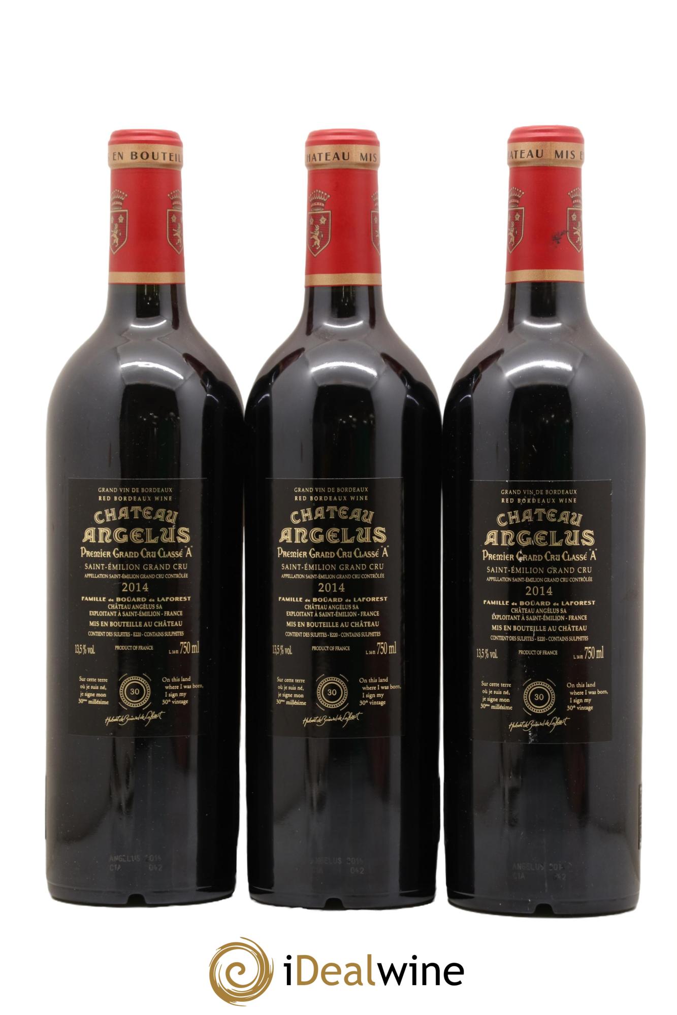 Château Angélus 1er Grand Cru Classé A 2014 - Lot de 3 bouteilles - 1