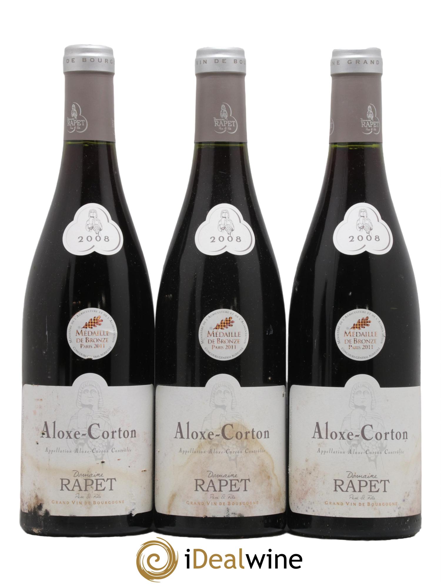 Aloxe-Corton Rapet Père & Fils 2008 - Lot of 3 bottles - 0