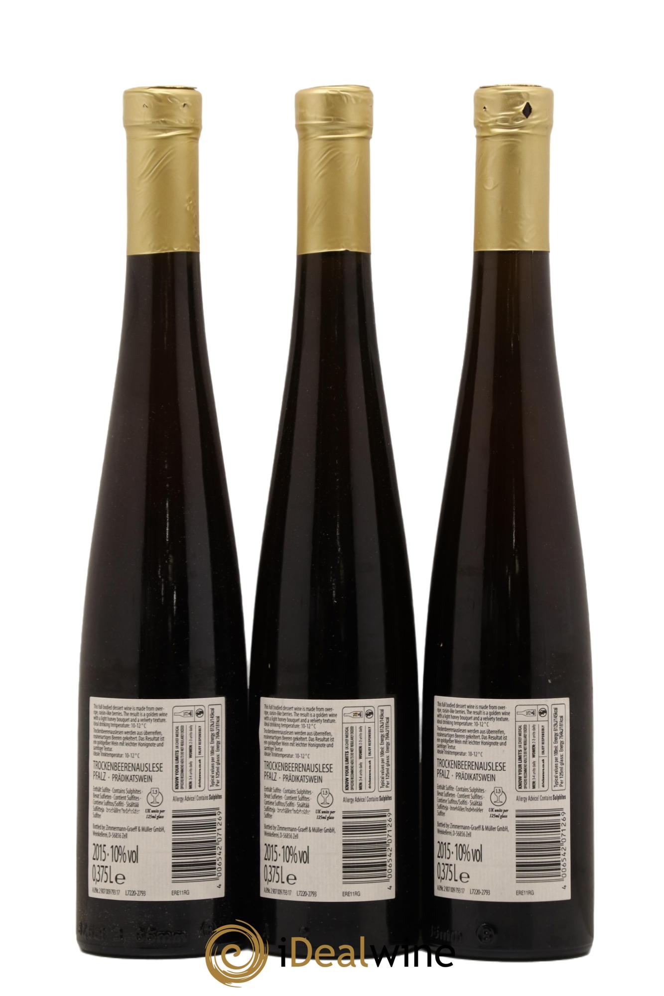 Allemagne Pfalz Trockenbeerenauslese Roman Graeff 2015 - Lot de 3 demi bouteilles - 1
