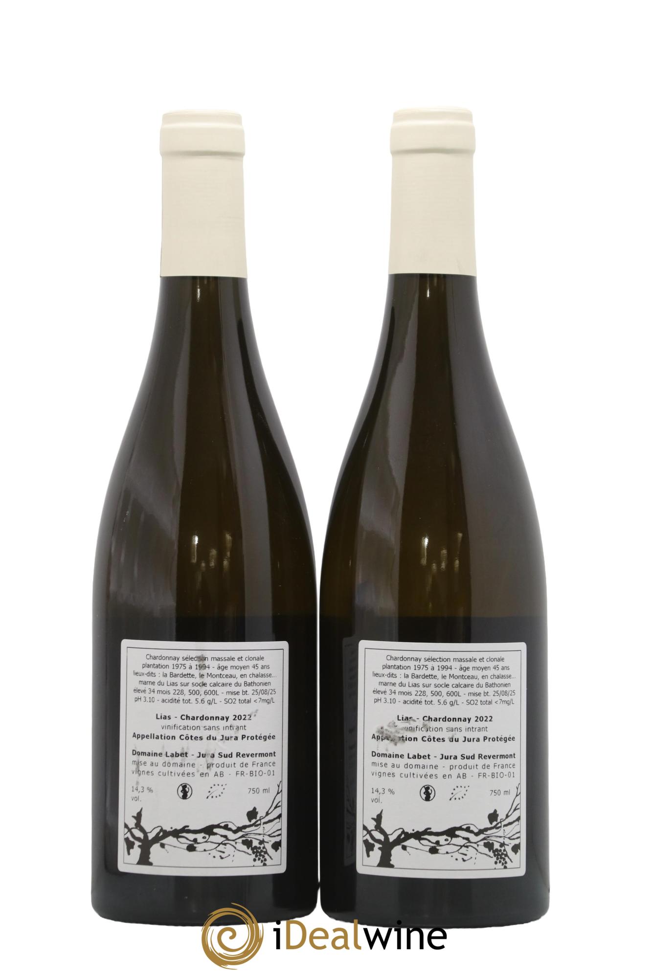 Côtes du Jura Chardonnay Lias Romain - Julien  - Charline Labet 2022 - Lotto di 2 bottiglie - 1