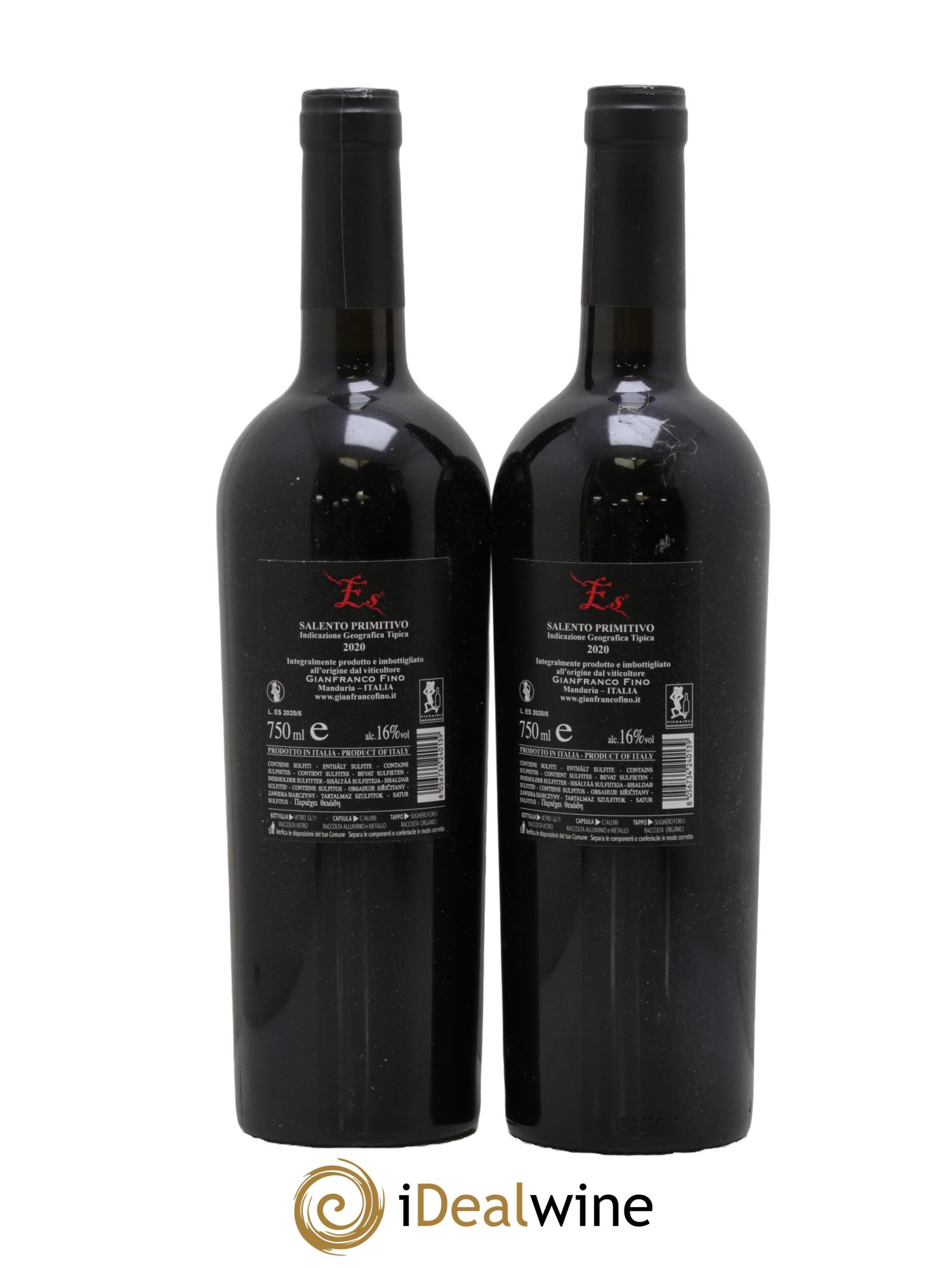 Italie Salento Primitivo IGT Es Gianfranco Fino 2020 - Lot de 2 bouteilles - 1
