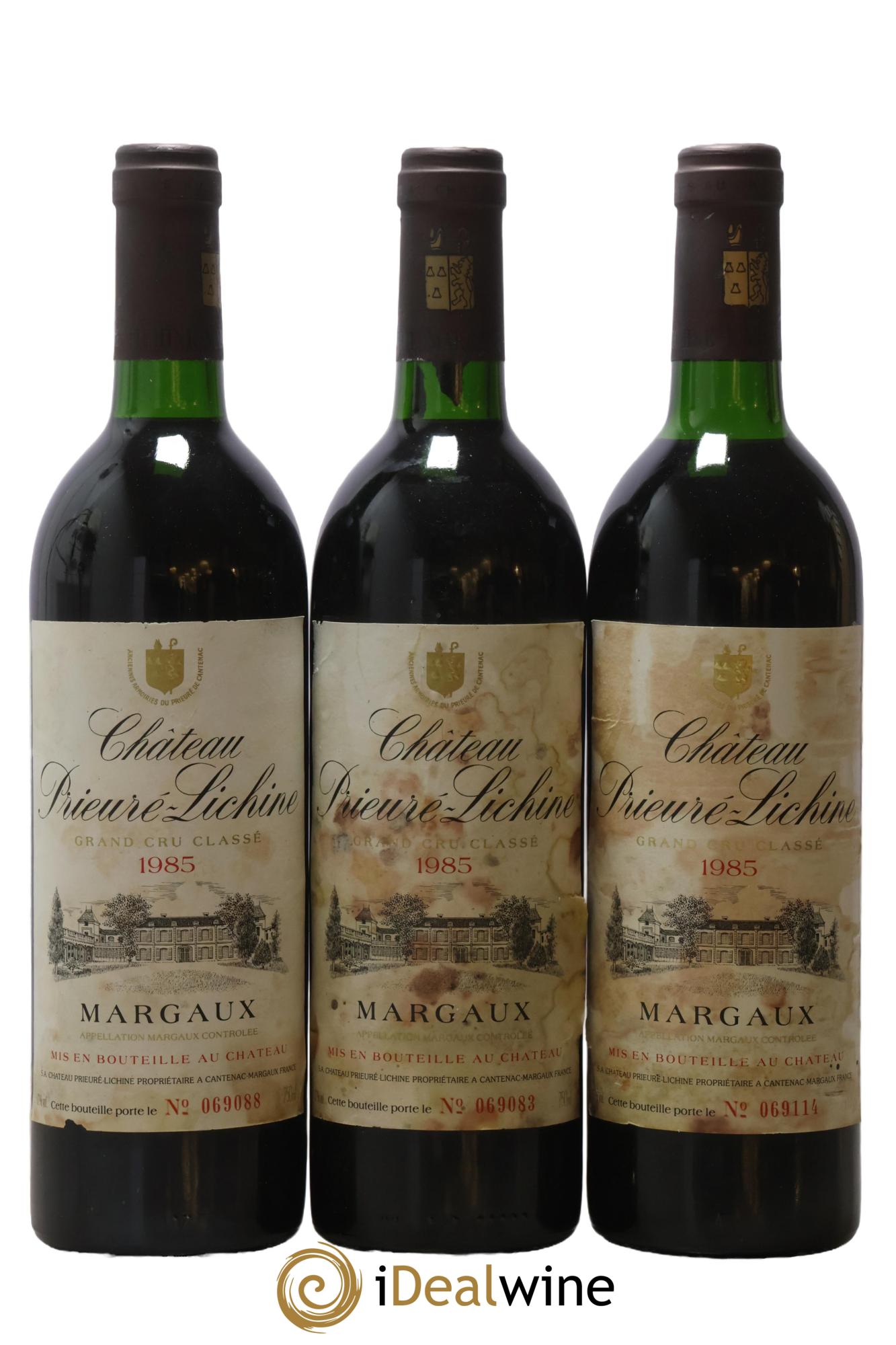 Château Prieuré Lichine 4ème Grand Cru Classé 1985 - Lot de 3 bouteilles - 0