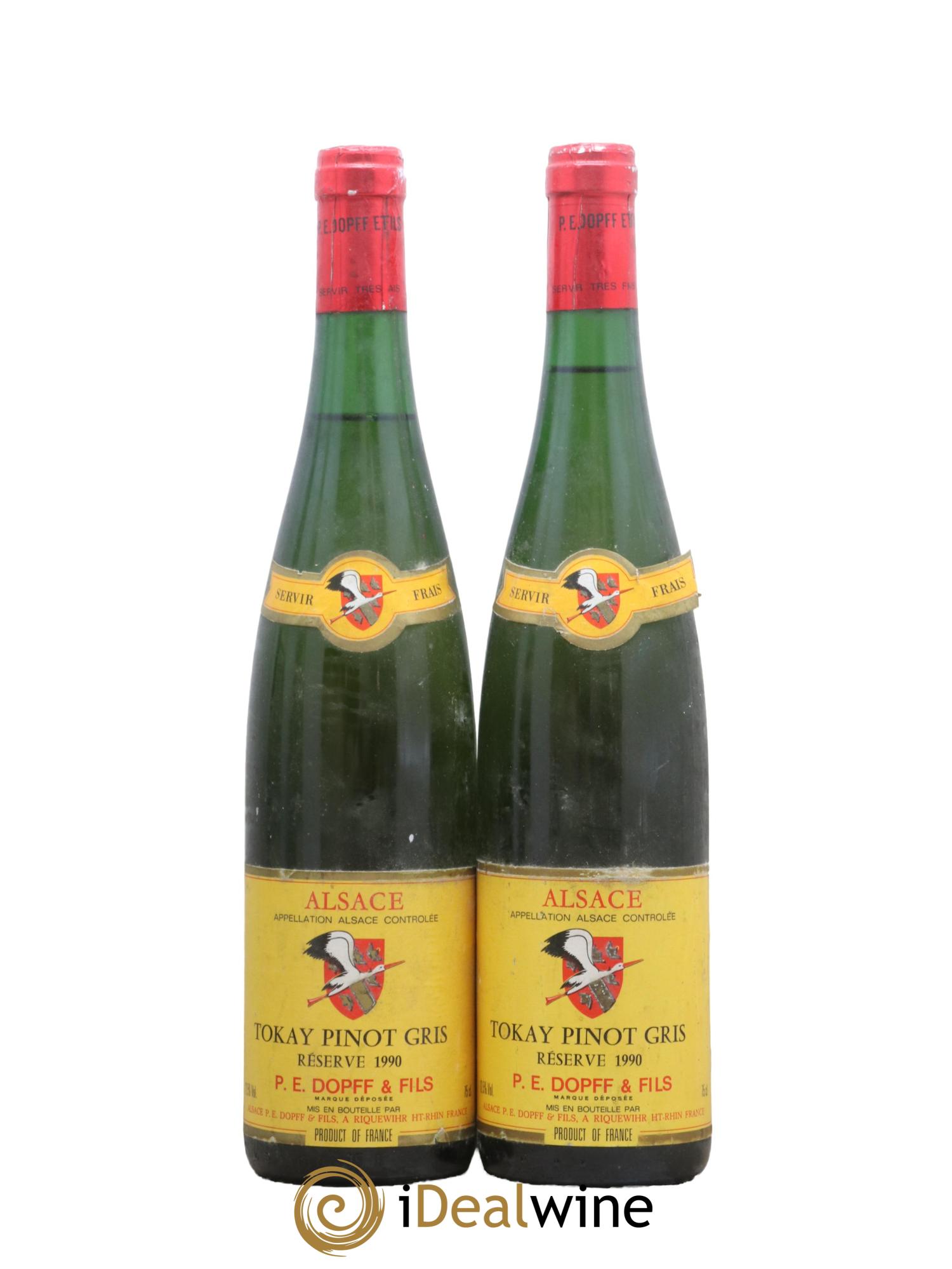 Pinot Gris Domaine Dopff Tokay Reserve Alsace 1990 - Lot de 2 bouteilles - 0