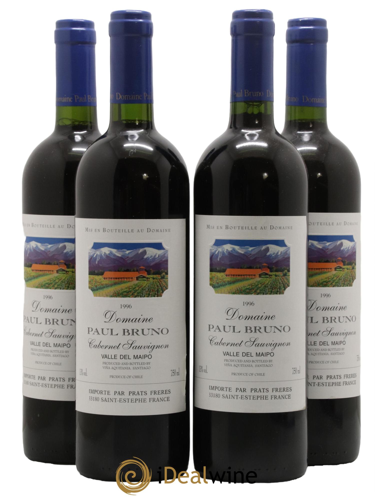 Chili Valle Del Maipo Cabernet Sauvignon Domaine Paul Bruno 1996 - Lot of 4 bottles - 0