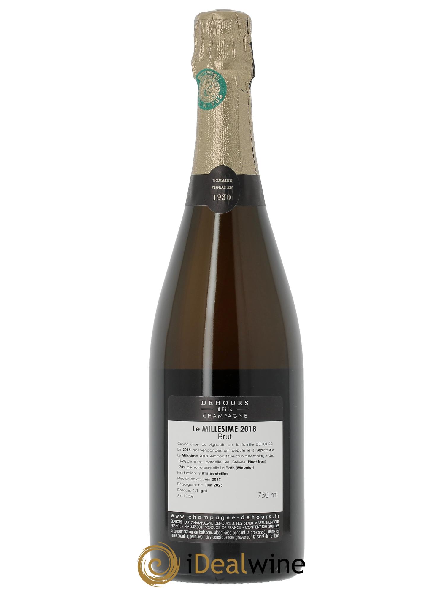 Millésimé Brut Dehours & Fils  2018 - Lot de 1 bouteille - 1