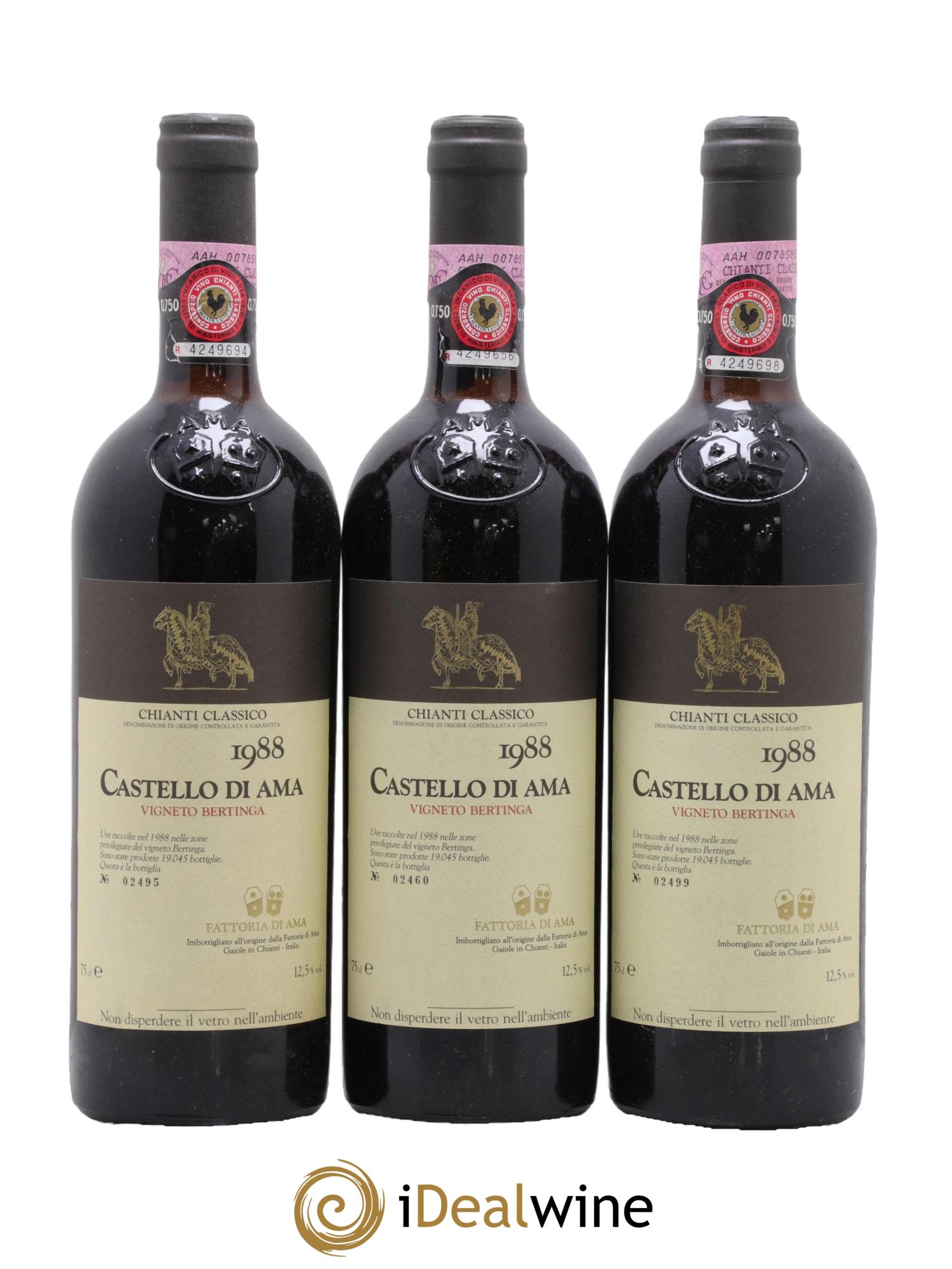 Chianti Classico DOCG Vingeto Bertinga Castello di Ama 1988 - Lot de 6 bouteilles - 1