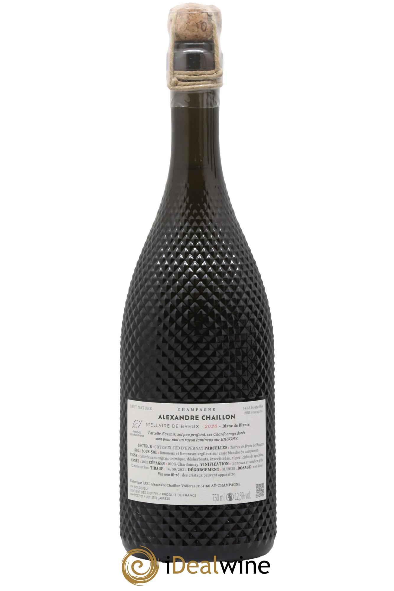Blanc de Blancs Stellaire De Breux Alexandre Chaillon 2020 - Lot de 1 bouteille - 1