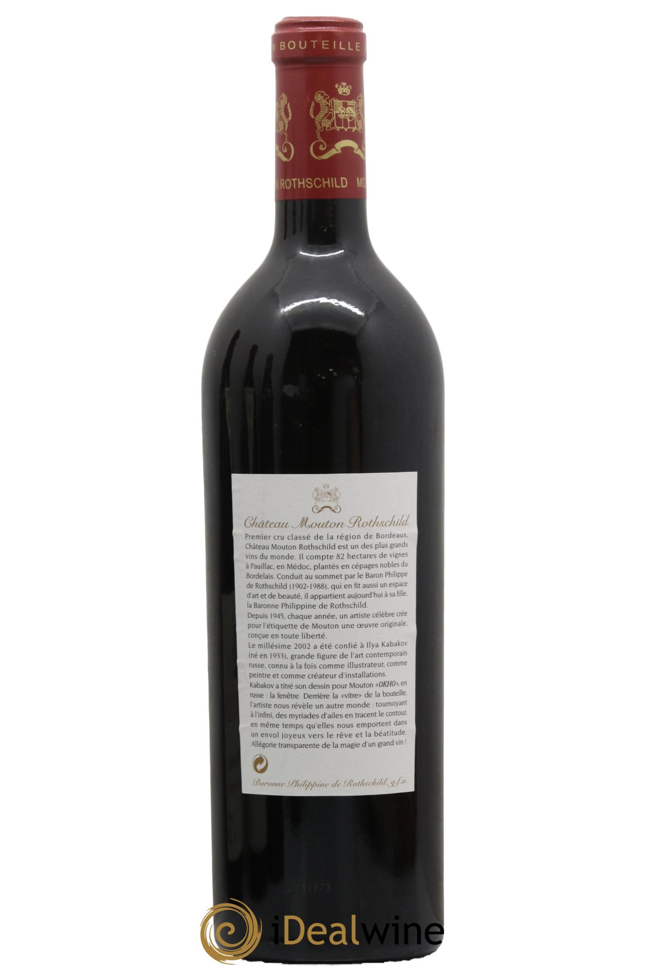 Château Mouton Rothschild 1er Grand Cru Classé 2002 - Lot de 1 bouteille - 1