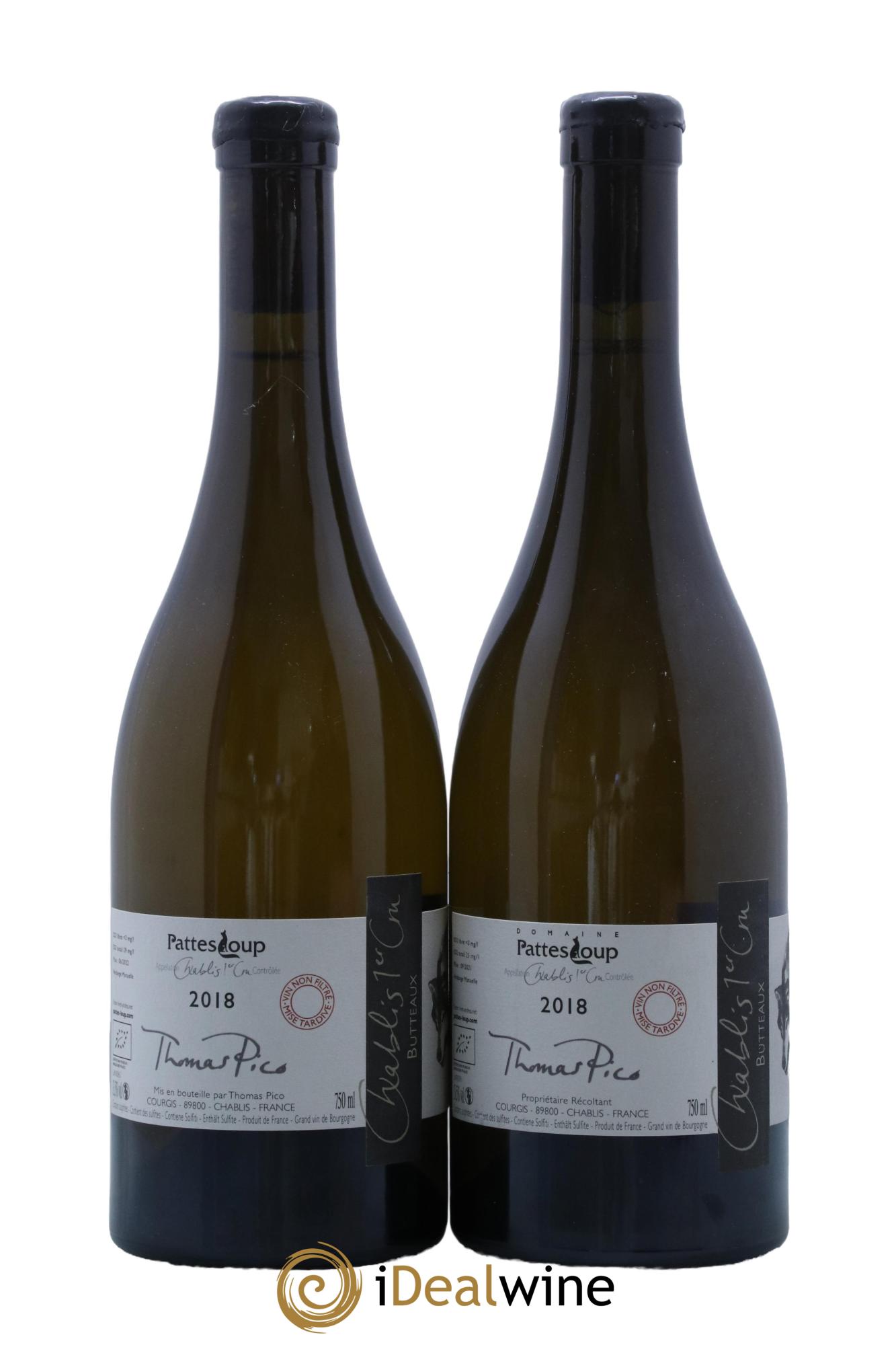 Chablis 1er Cru Butteaux Pattes Loup (Domaine) 2018 - Lot de 2 bouteilles - 1