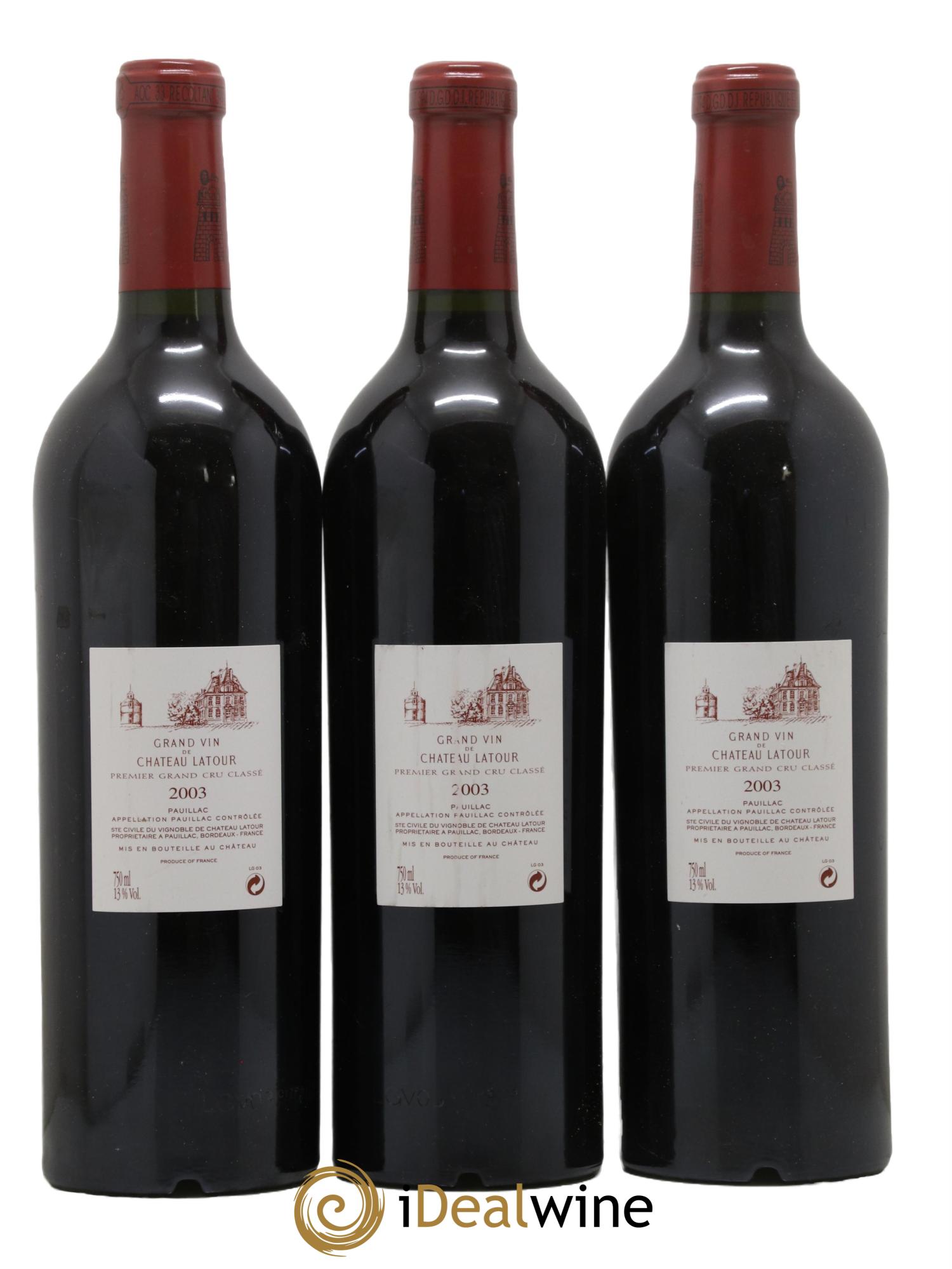 Château Latour 1er Grand Cru Classé 2003 - Lot de 3 bouteilles - 1