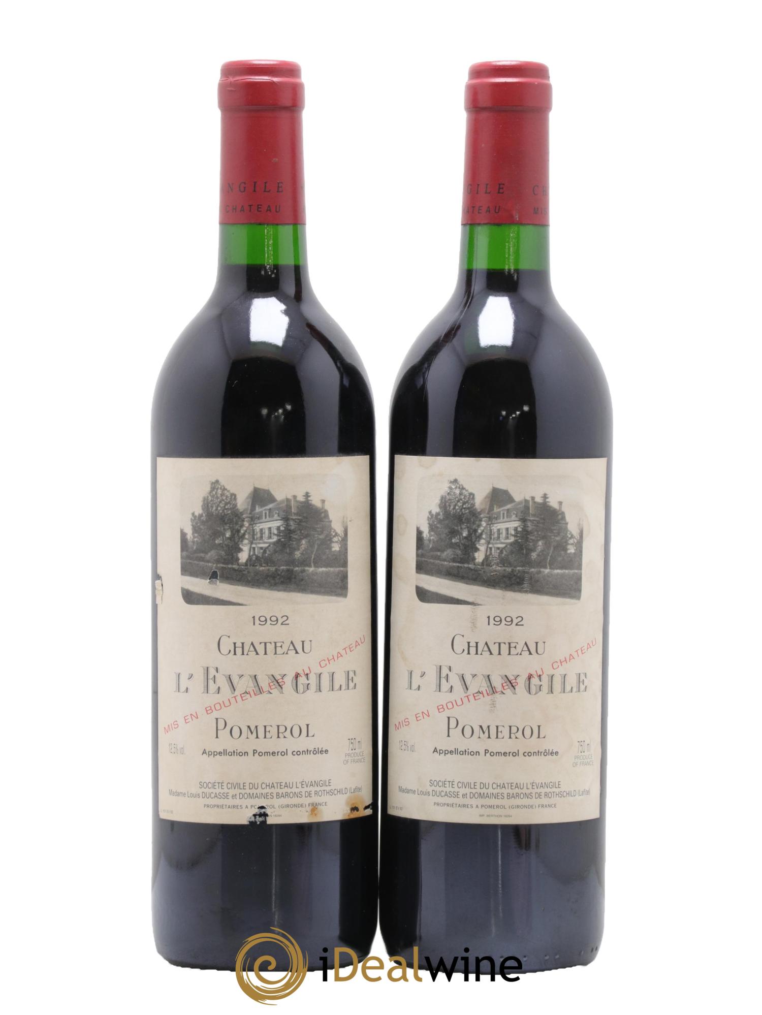 Château l' Évangile 1992 - Lot de 2 bouteilles - 0