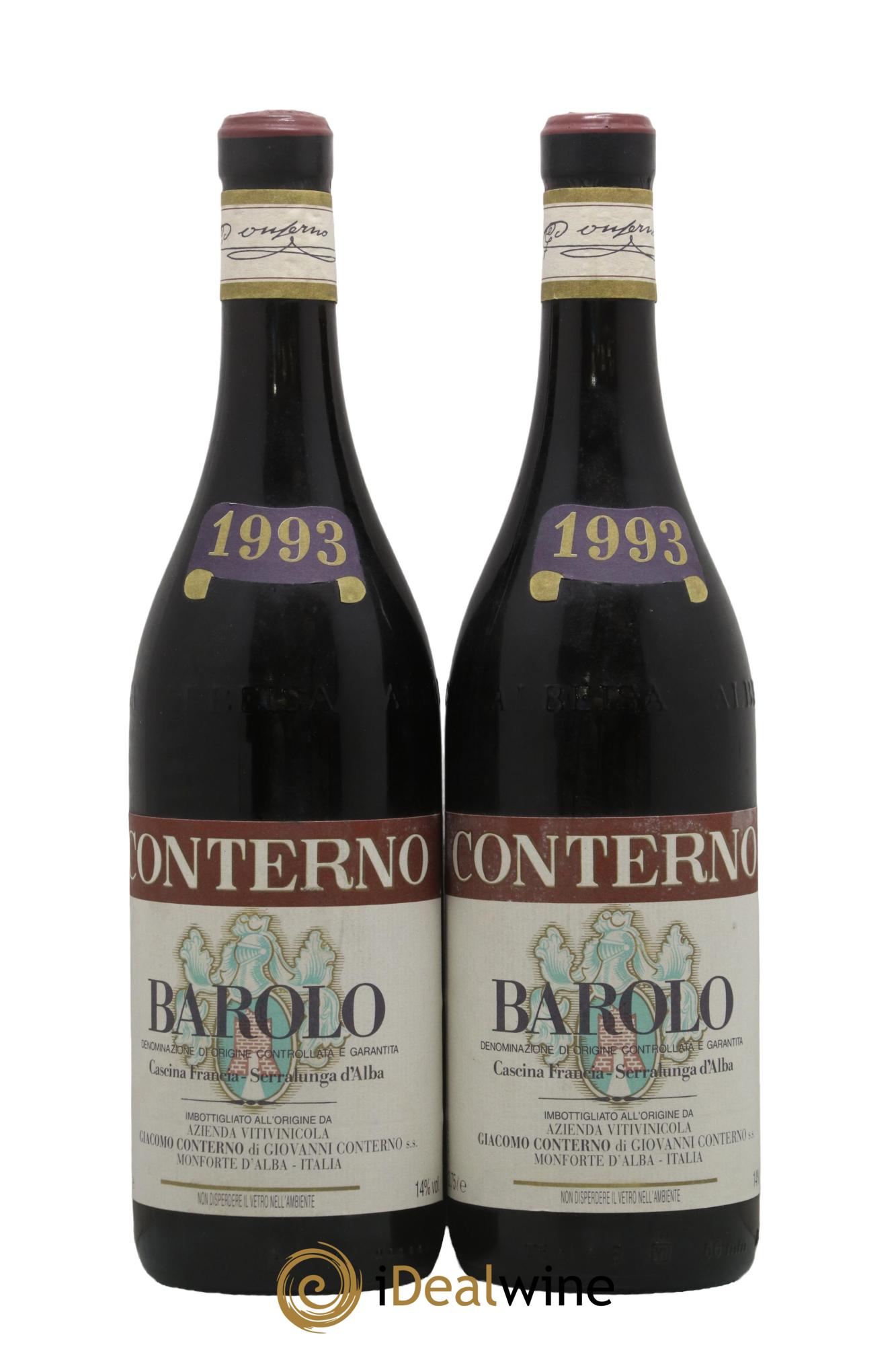 Barolo DOCG Cascina Francia Giacomo Conterno 1993 - Lotto di 2 bottiglie - 0