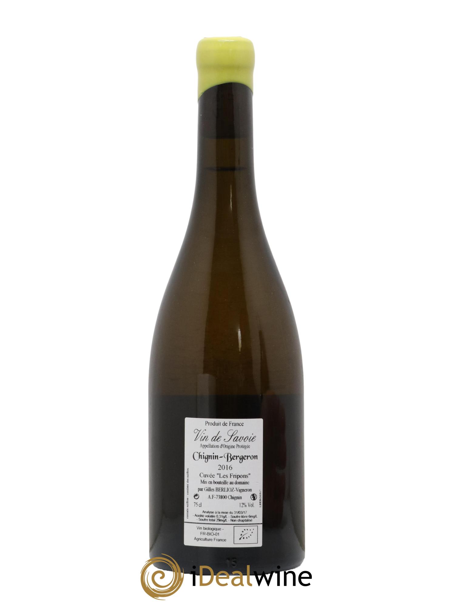 Vin de Savoie Chignin-Bergeron Les Fripons Gilles Berlioz 2016 - Posten von 1 Flasche - 1