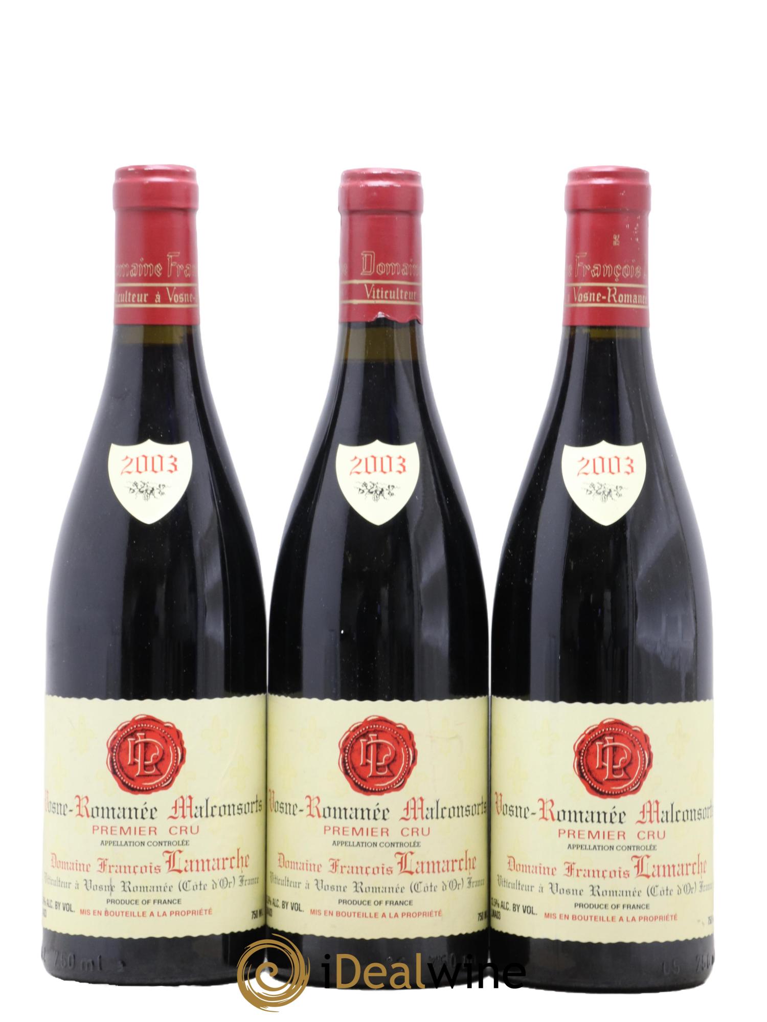 Vosne-Romanée 1er Cru Les Malconsorts Lamarche (Domaine) 2003 - Lot de 3 bouteilles - 0