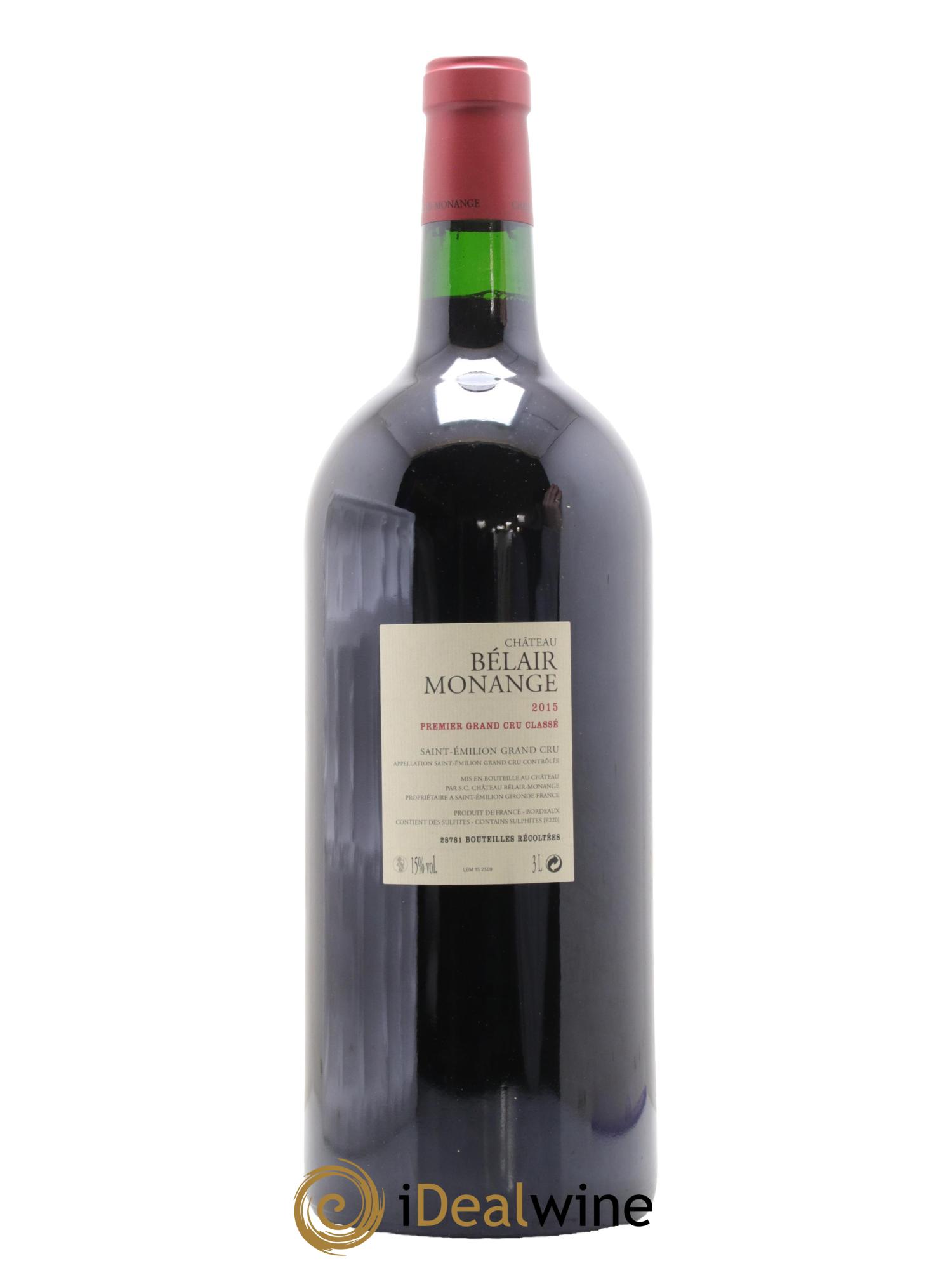 Château Belair (Belair-Monange) 1er Grand Cru Classé B 2015 - Lot de 1 double magnum - 2